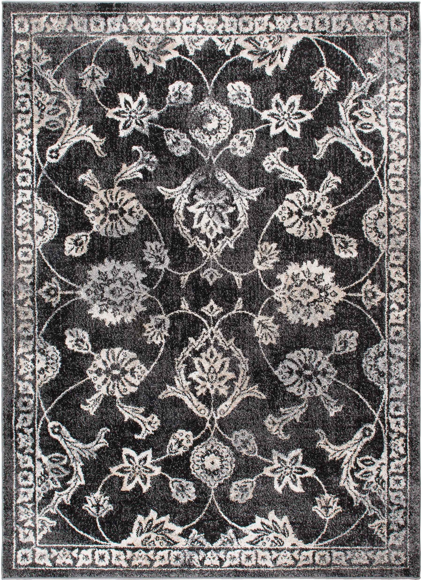 Augusta Evelyn Black 7'10"x9'10" 100% Freize Polypropylene Machine Loomed Area Rug 9mm pile height