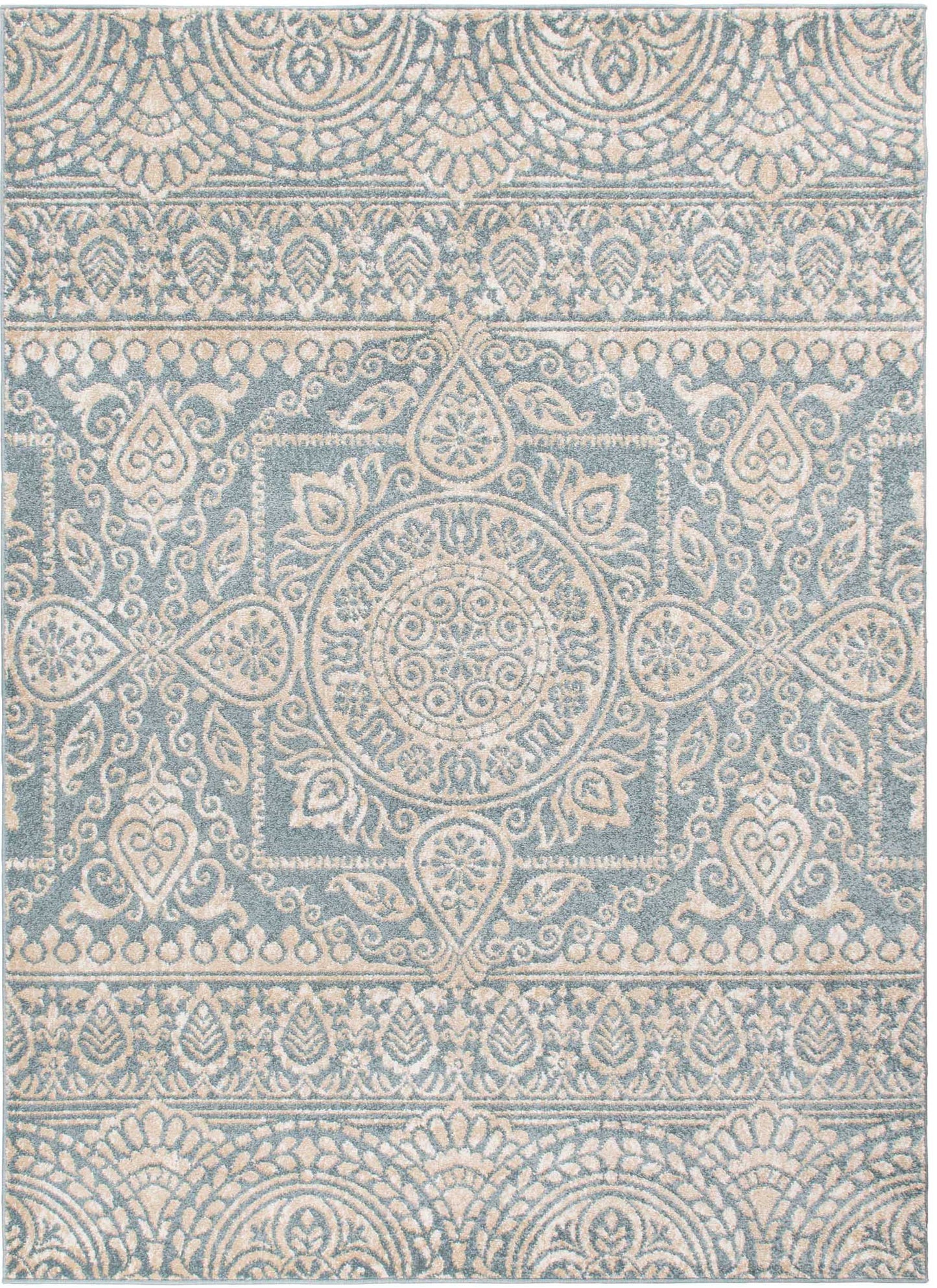 Augusta Jaqueline Blue 7'10"x9'10" 100% Freize Polypropylene Machine Loomed Area Rug 9mm pile height