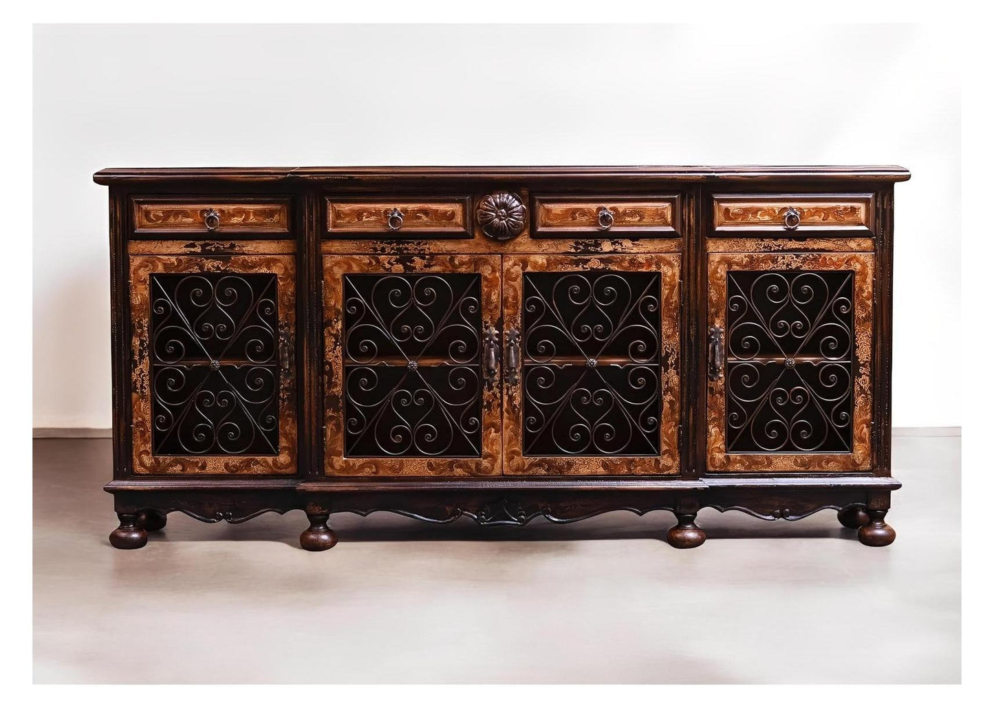 Montbazon Walnut Dining Room Buffet Table - 16.5 x 82 x 41