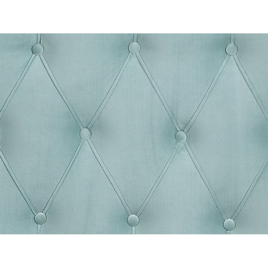 Complete Upholstered Cal-King Bed; Turquoise; Luxurious; Button Tufts