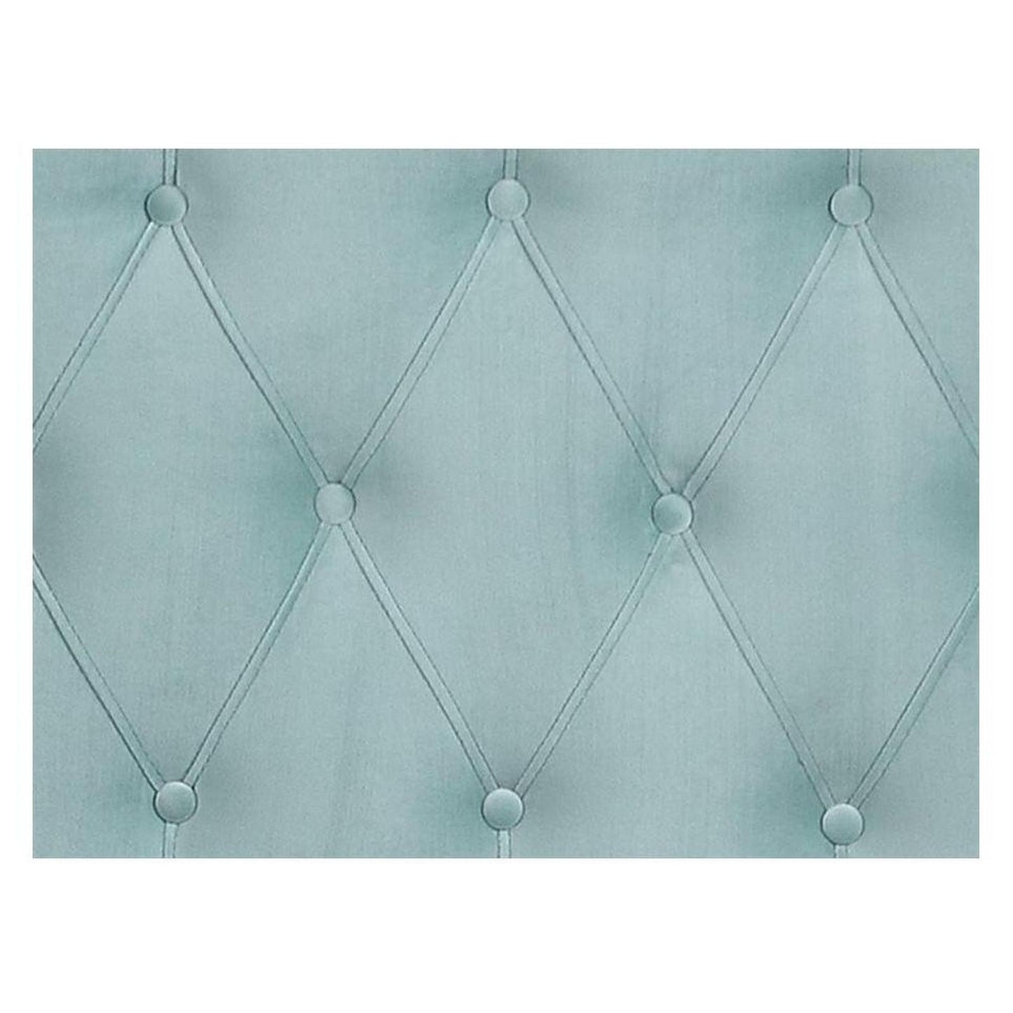 Complete Upholstered Cal-King Bed; Turquoise; Luxurious; Button Tufts