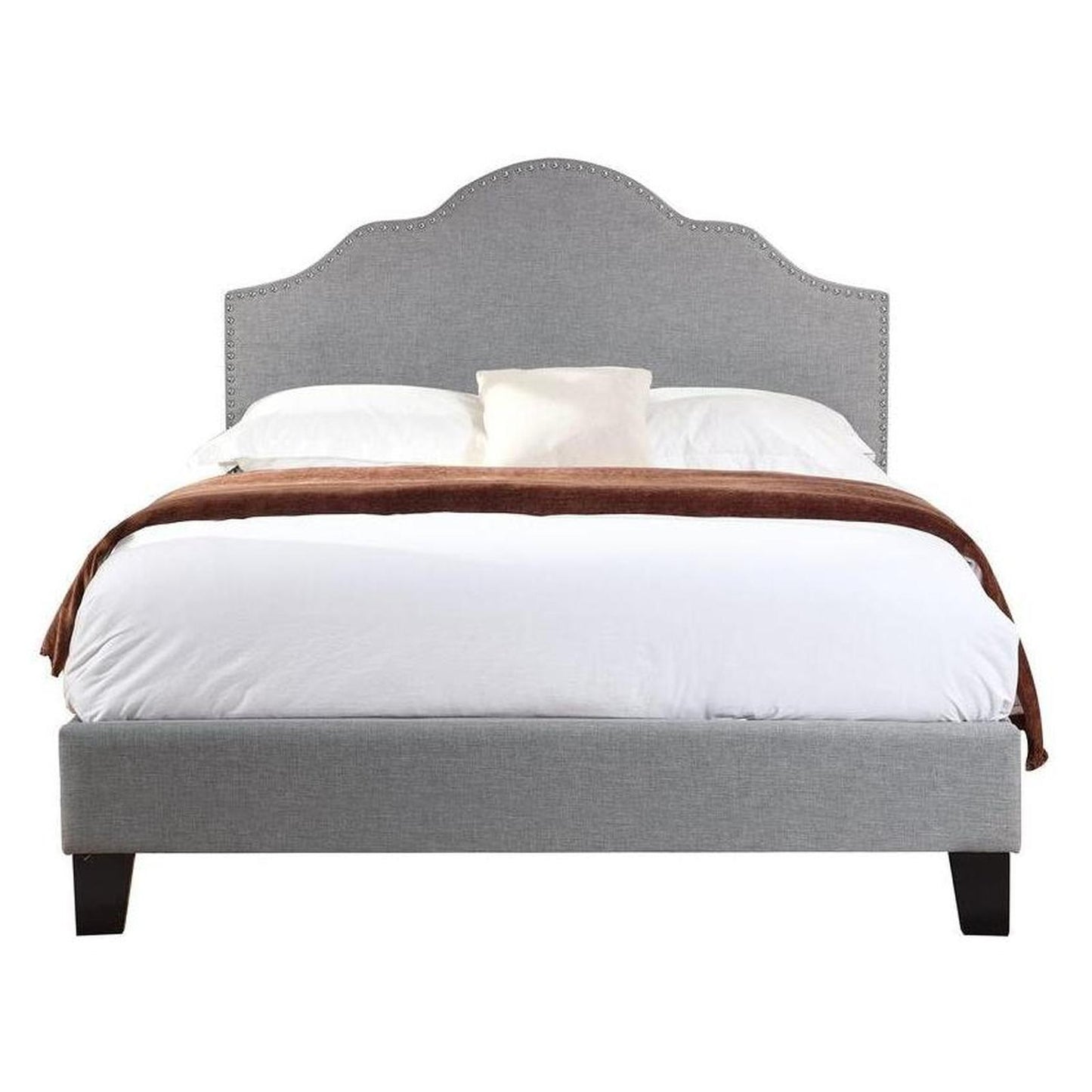 MADISON Complete Upholstered Cal-King Bed; Gray