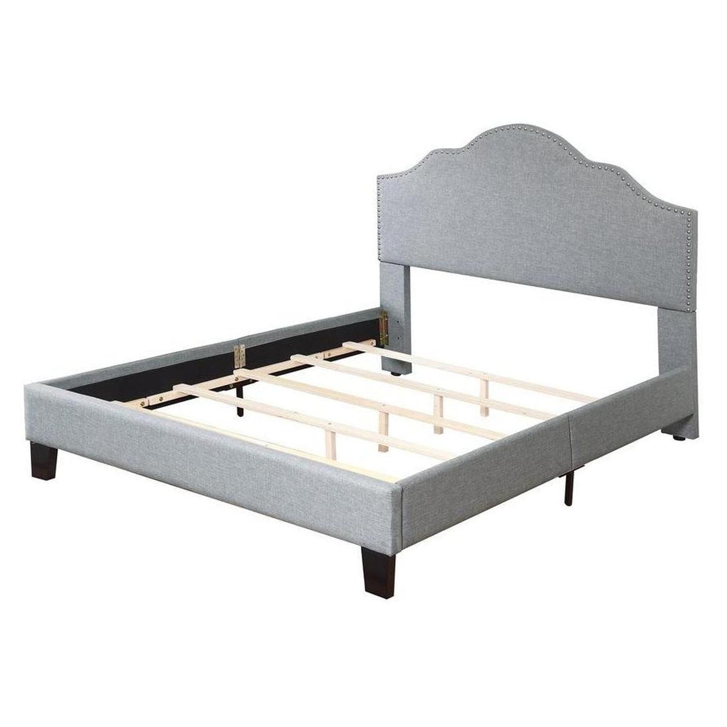 MADISON Complete Upholstered Cal-King Bed; Gray