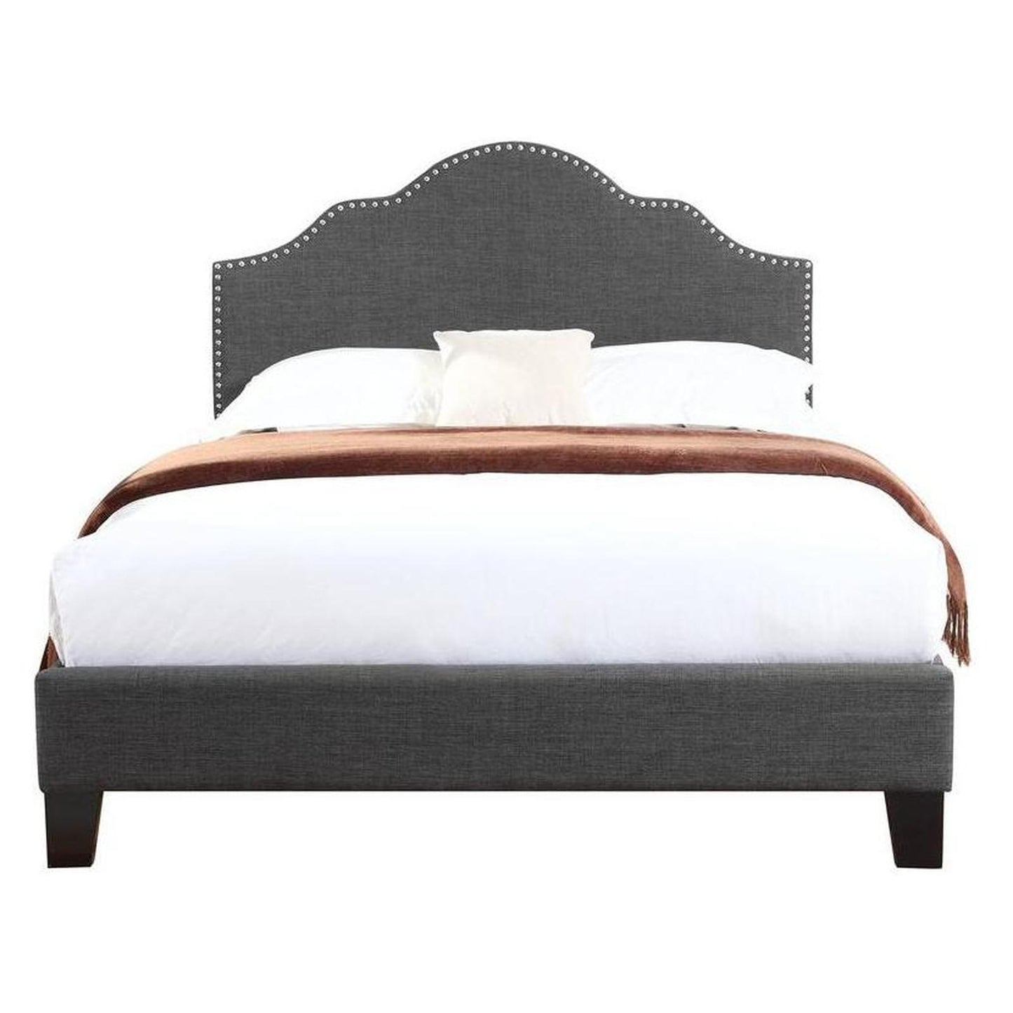 MADISON Complete Upholstered Queen Bed; Charcoal