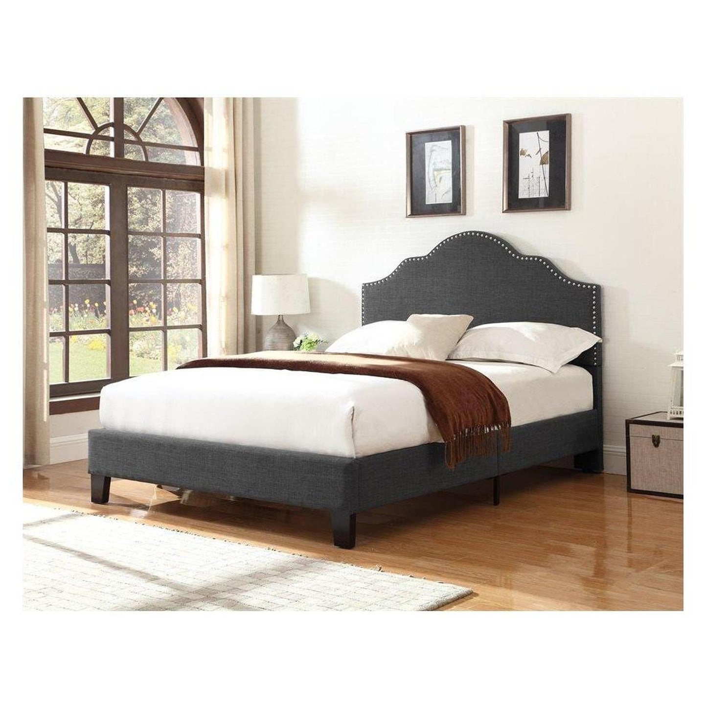 MADISON Complete Upholstered Full Bed; Charcoal