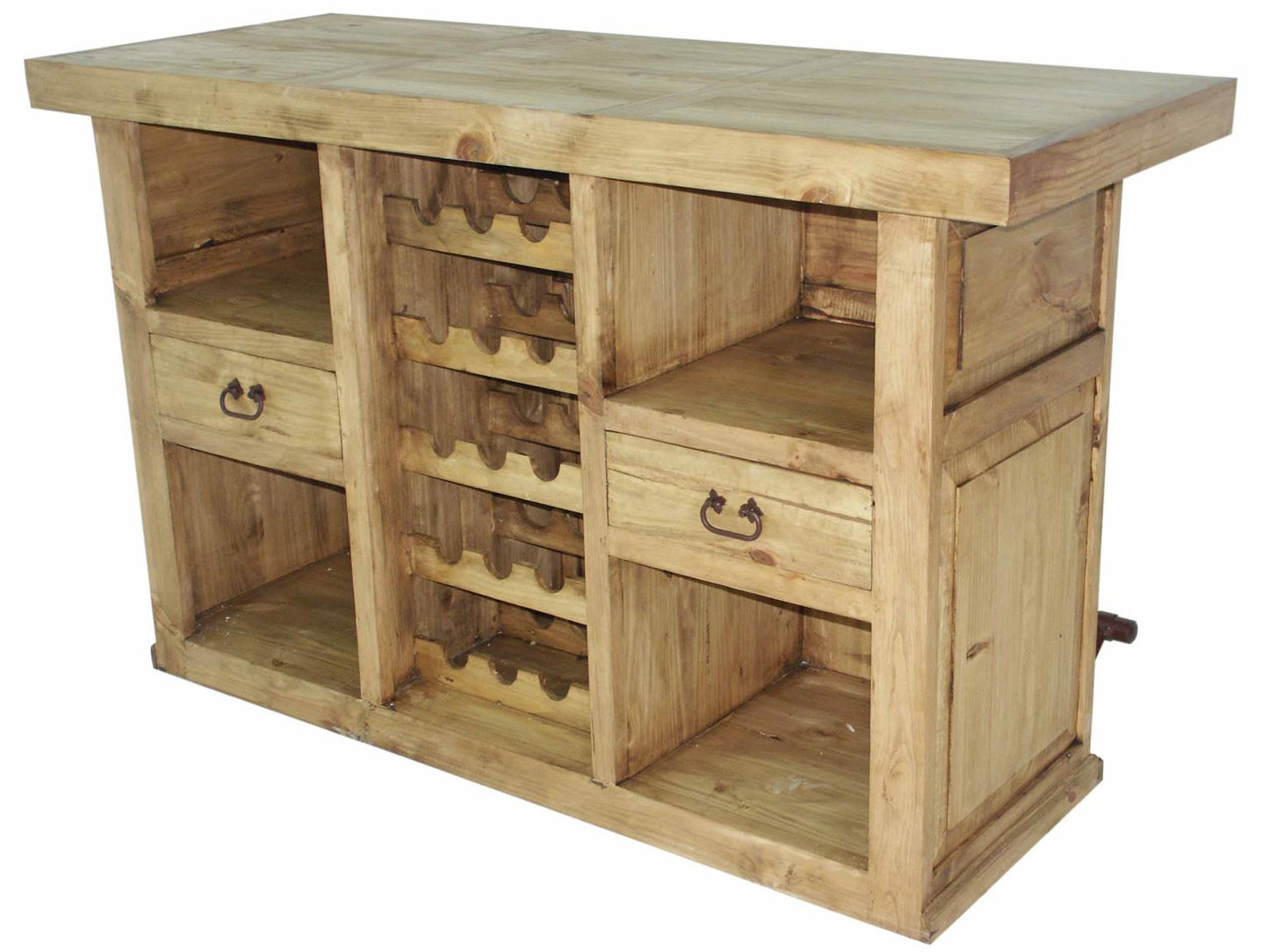 Natural Lone Star Ranch Bar with Handcarved Texas Star & Wine Rack