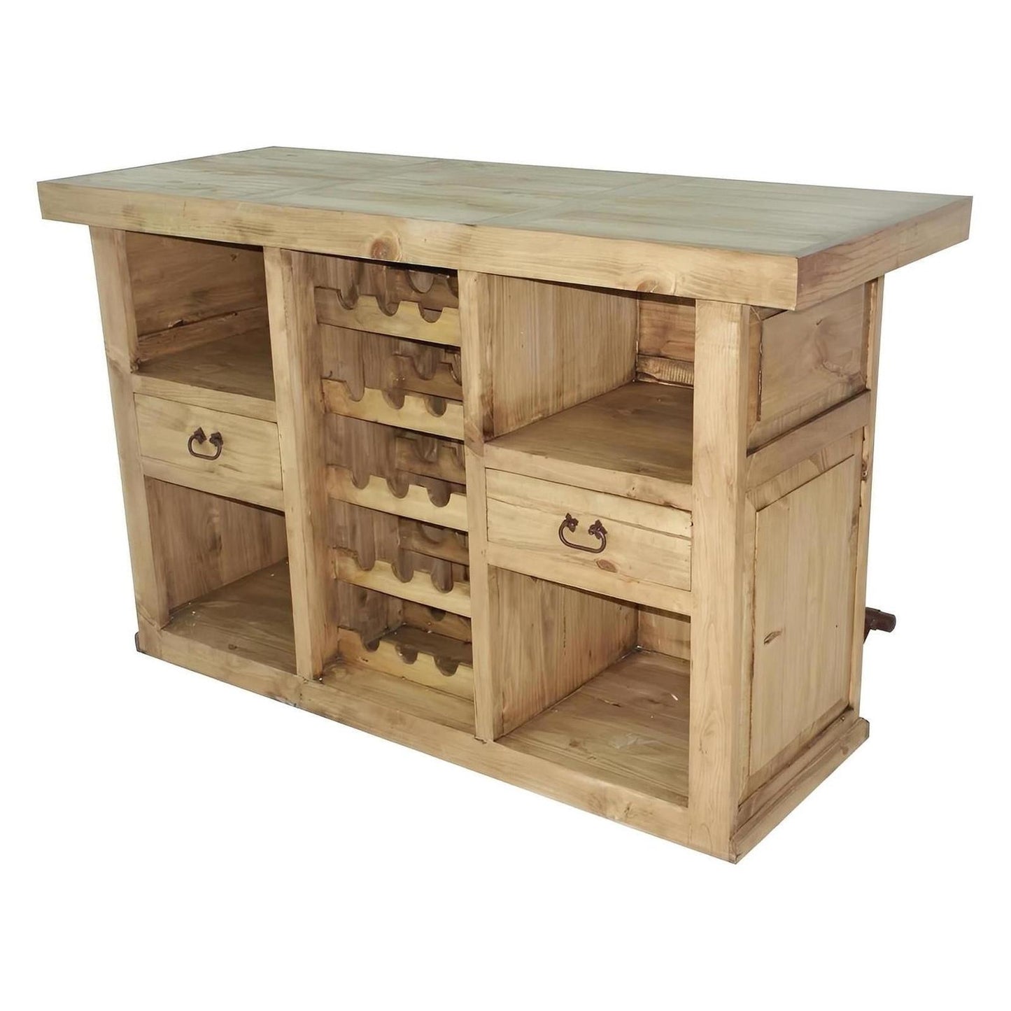 Natural Lone Star Ranch Bar with Handcarved Texas Star & Wine Rack