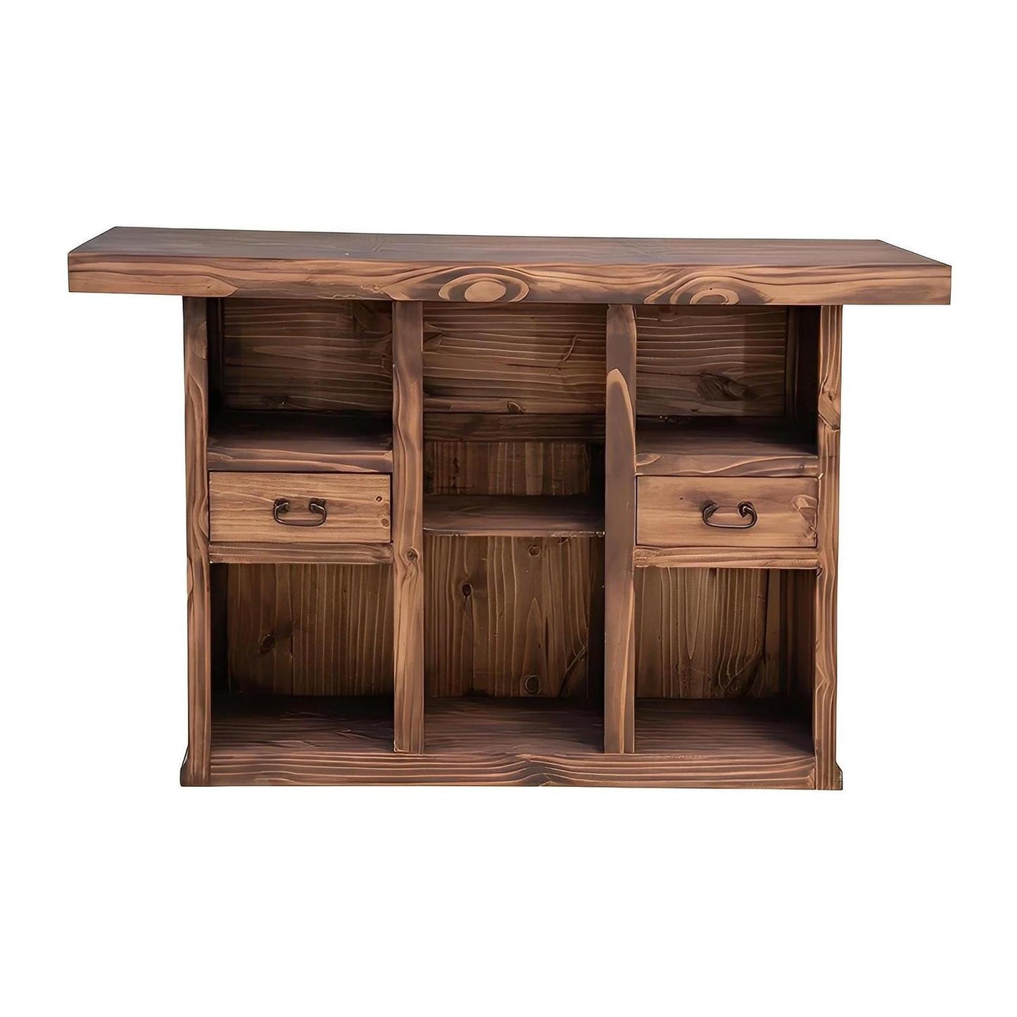 Lone Star Saloon Bar – Dark Finish with Texas Star & Storage Drawers