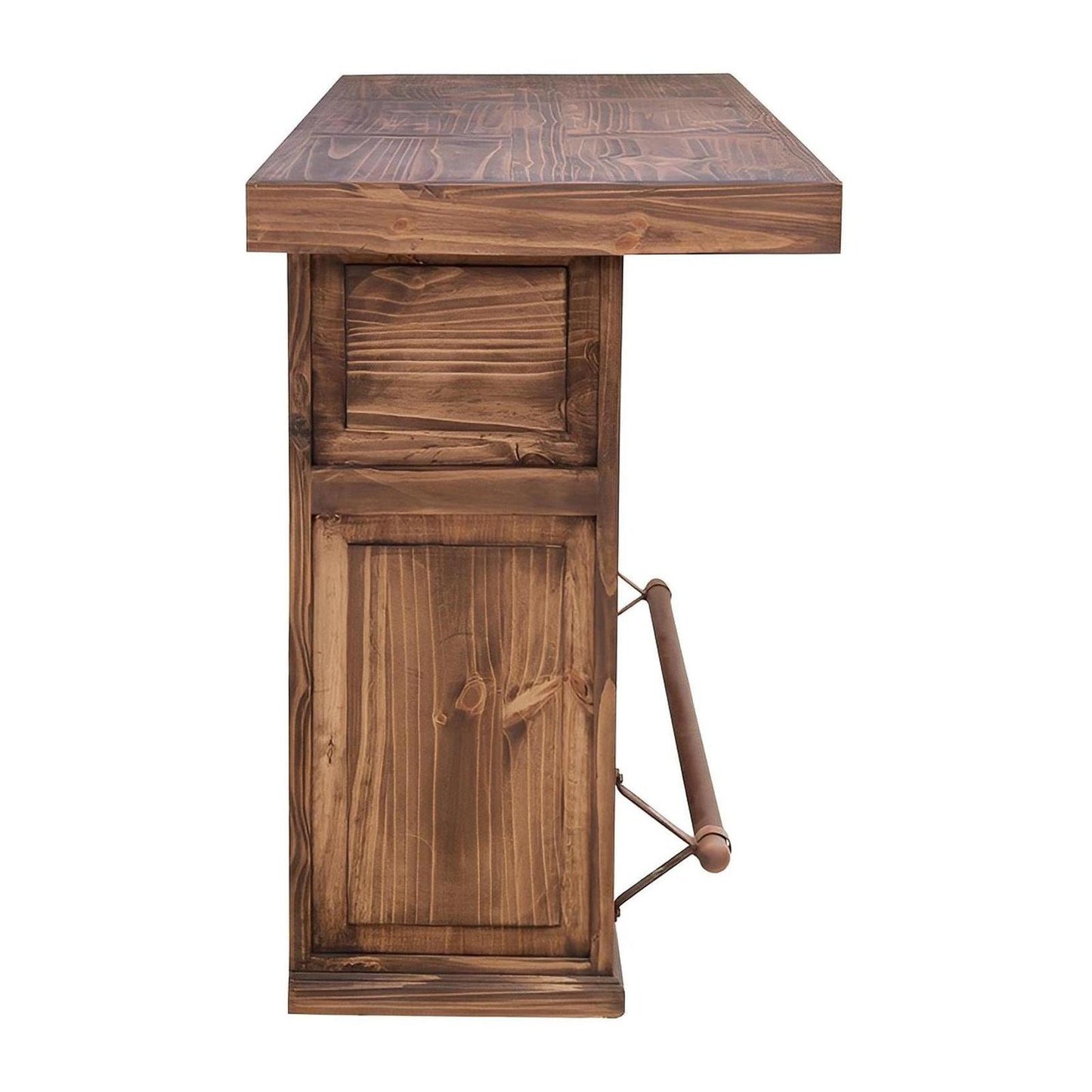 Lone Star Saloon Bar – Dark Finish with Texas Star & Storage Drawers