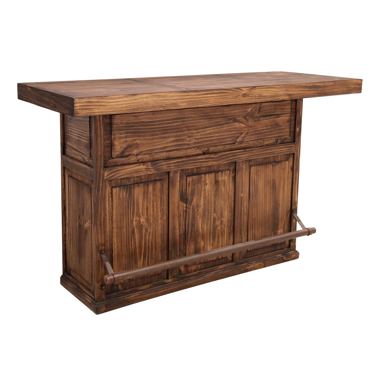 Timber Creek Saloon Bar – Dark Wax Finish with Wine Storage