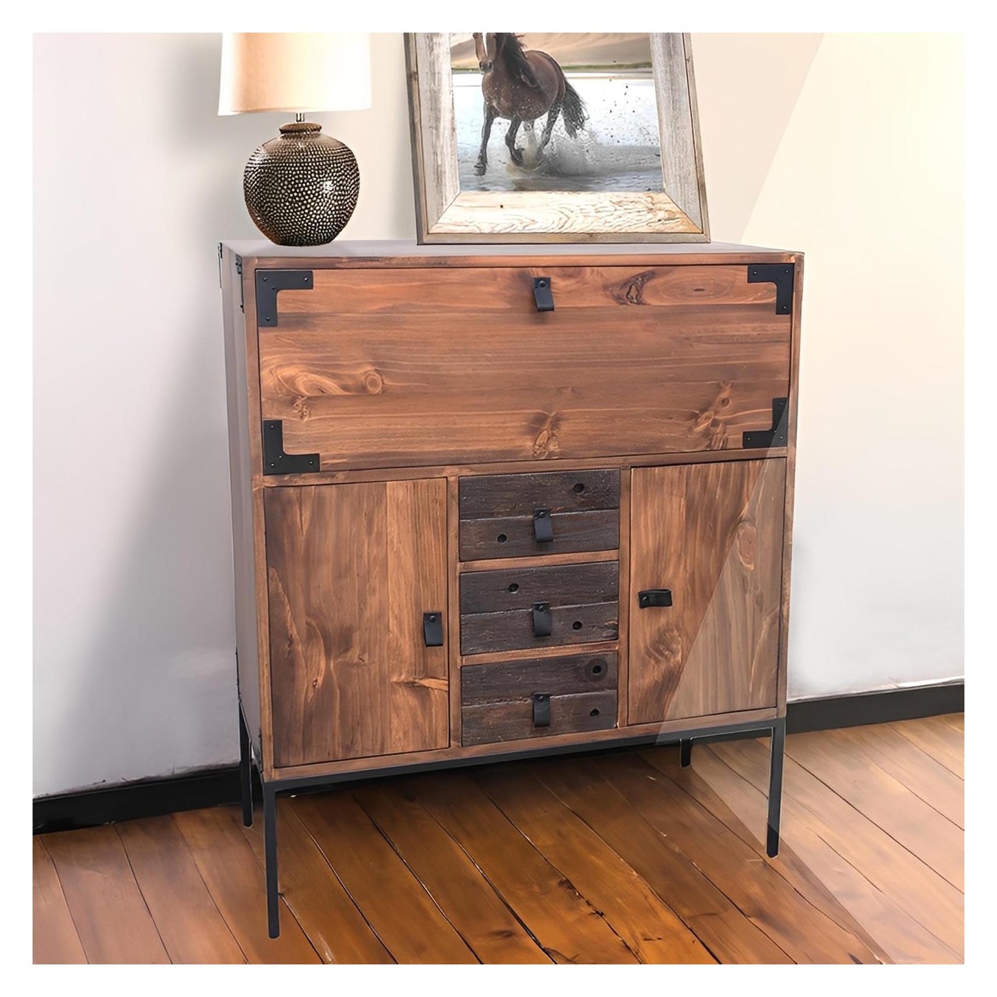 Mule Canyon Dark Walnut Wine Cabinet