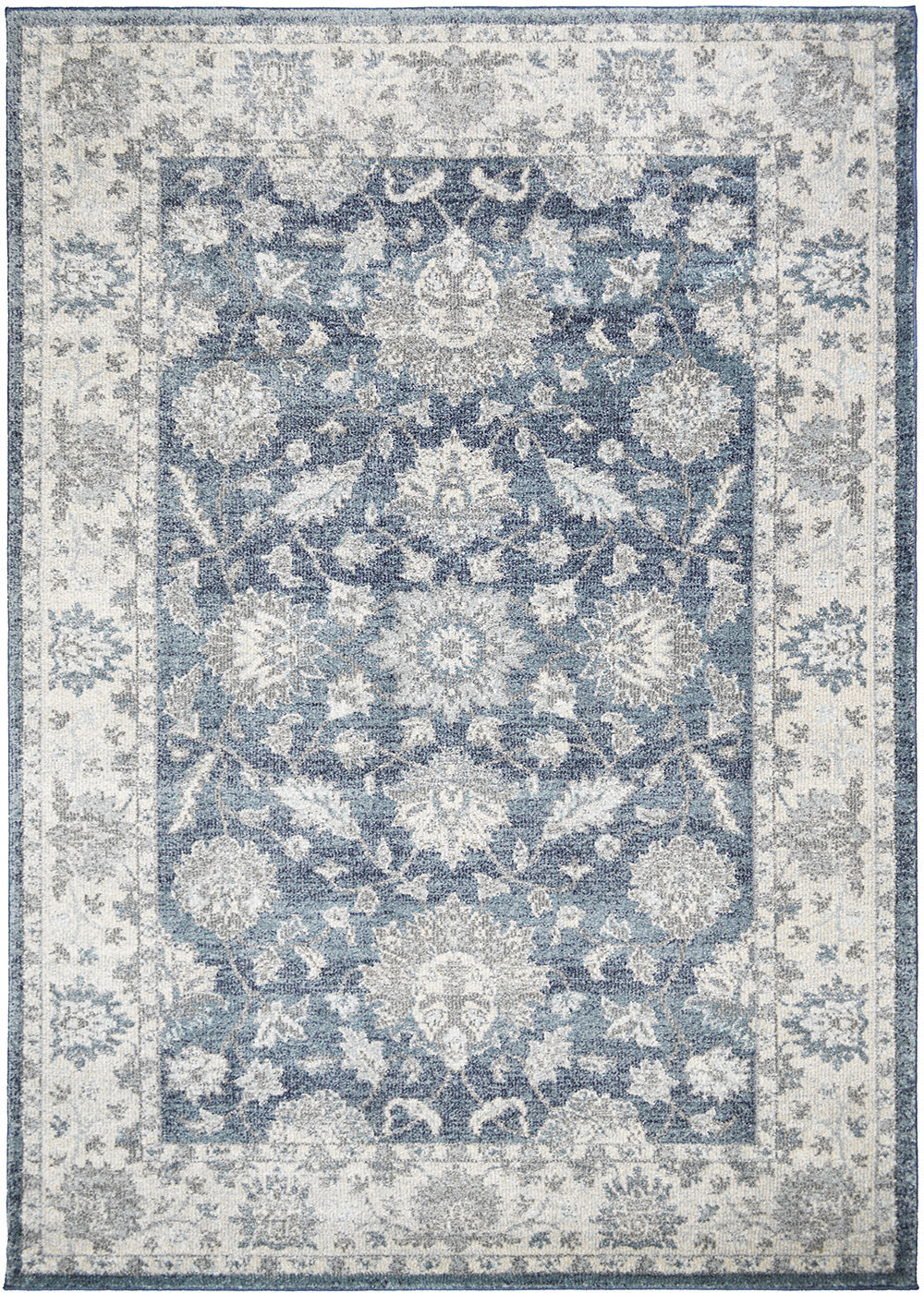 Barcelona Carmelo Blue 9'2"x12'10" 100% Polypropylene Machine Loomed Area Rug 13mm pile height