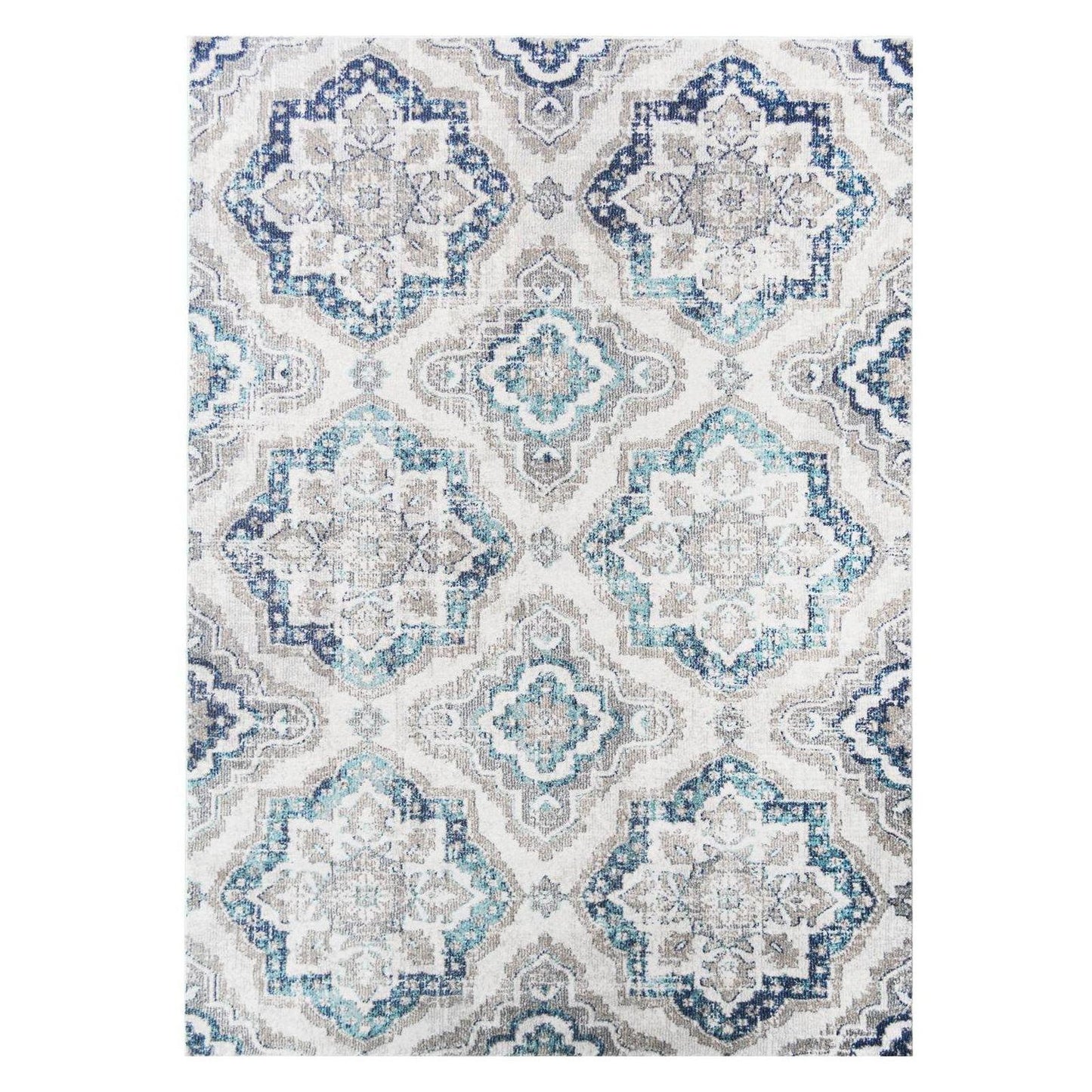 Barcelona Terrazzo Ivory 7'10"x9'10" 100% Polypropylene Machine Loomed Area Rug 13mm pile height