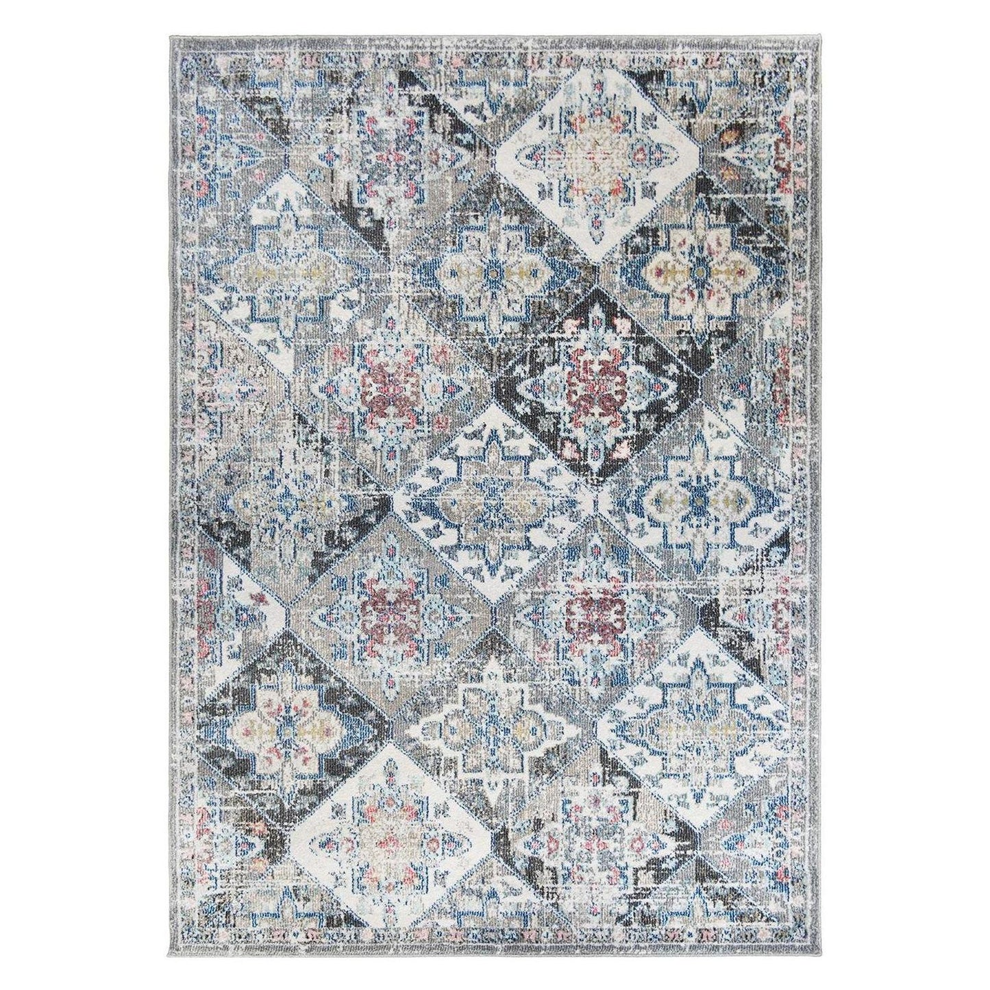 Barcelona Porcelain Gray 7'10"x9'10" 100% Polypropylene Machine Loomed Area Rug 13mm pile height