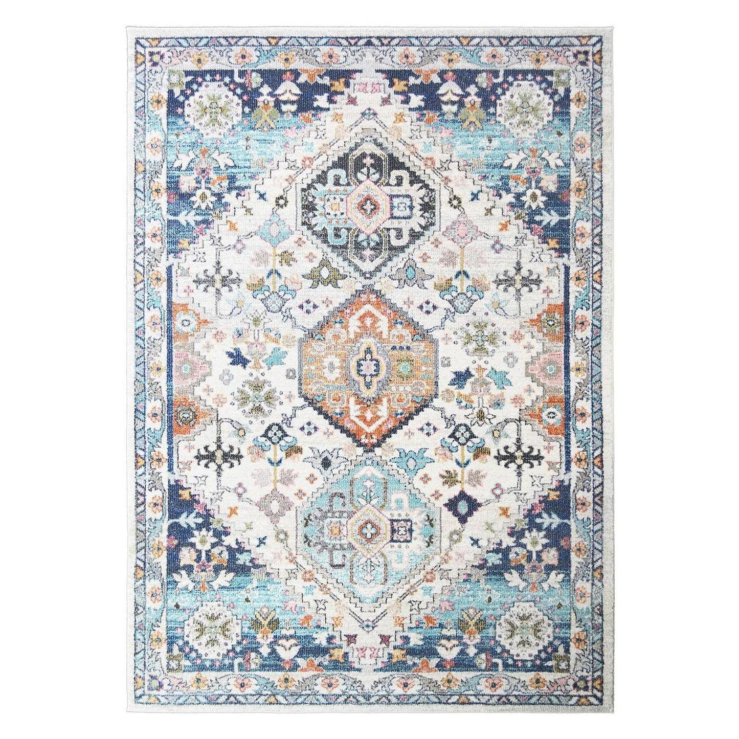 Barcelona Seville Ivory 5'3"x7'3" 100% Polypropylene Machine Loomed Area Rug 13mm pile height