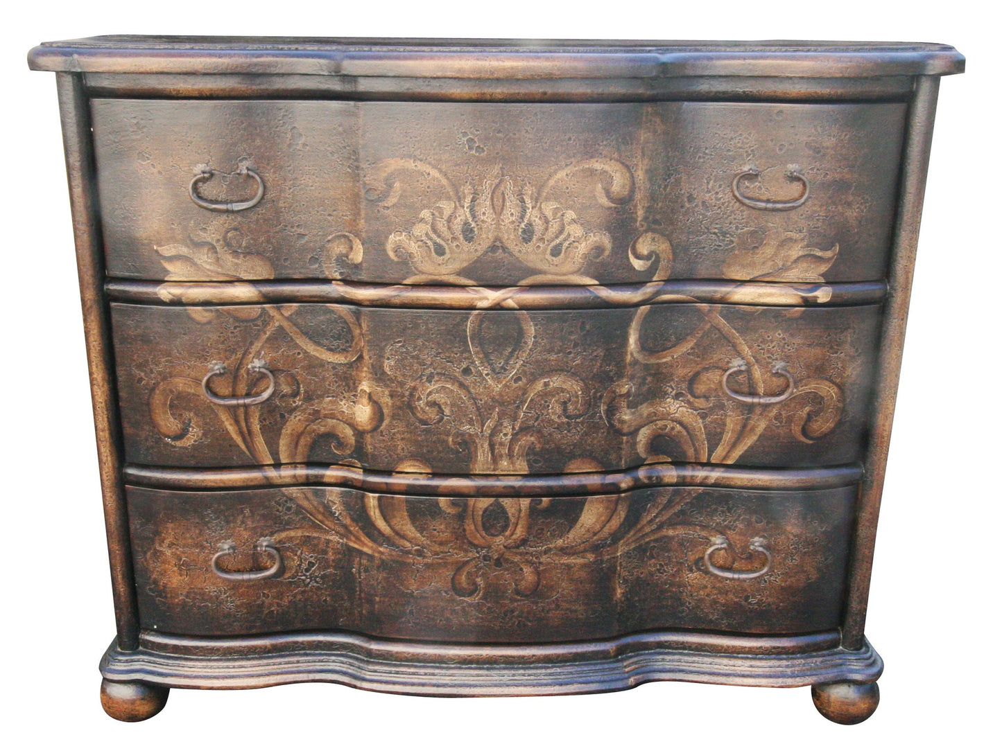 Dun-sur-Auron Dresser, Antique Bronze, Hand-painted ornate gold scrollwork