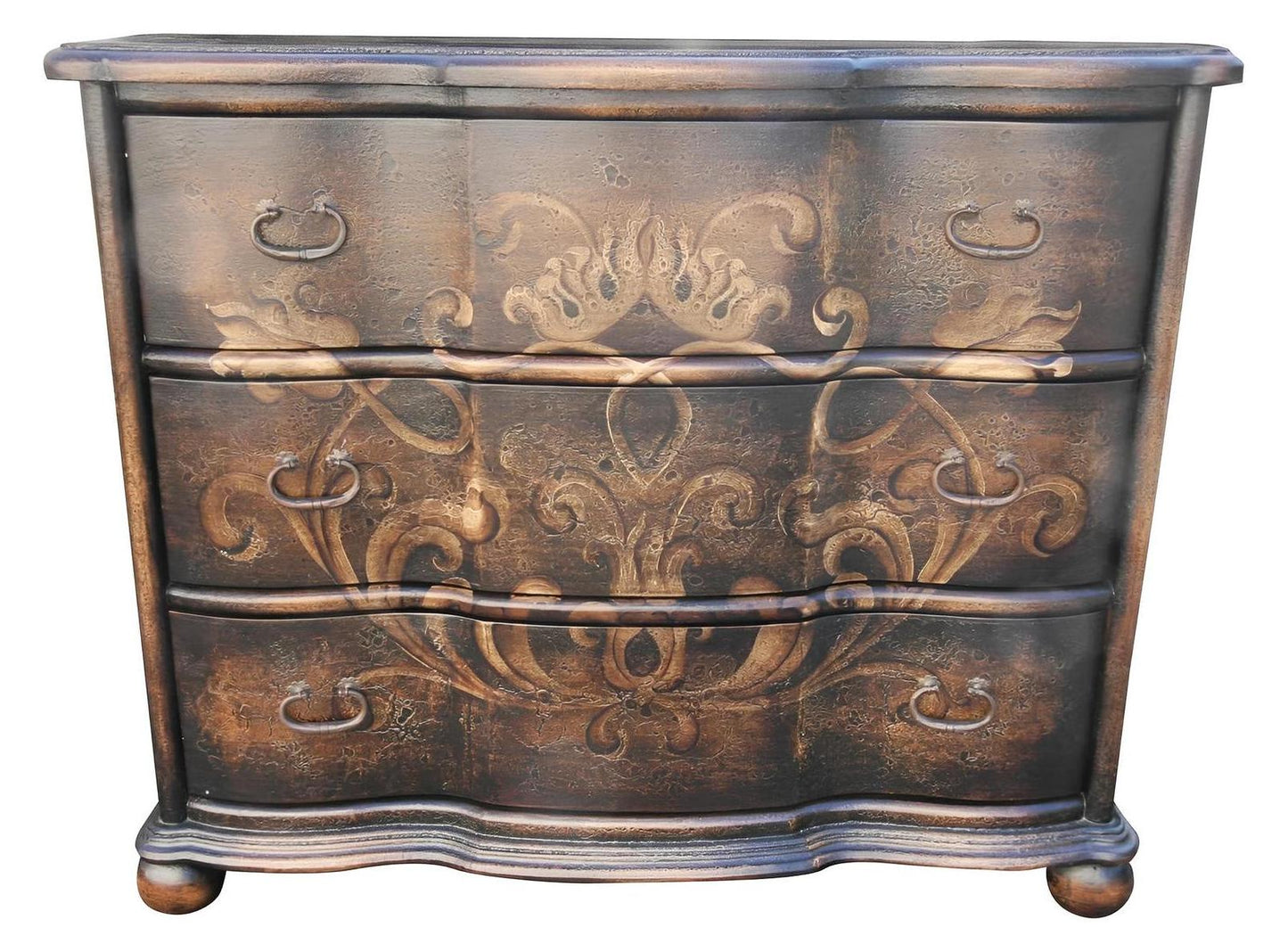 Dun-sur-Auron Dresser, Antique Bronze, Hand-painted ornate gold scrollwork