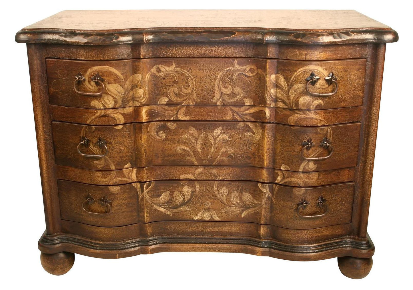 Le Tréport Nightstands (2-Pack), Antique Gold, ornate damask floral veneer finish