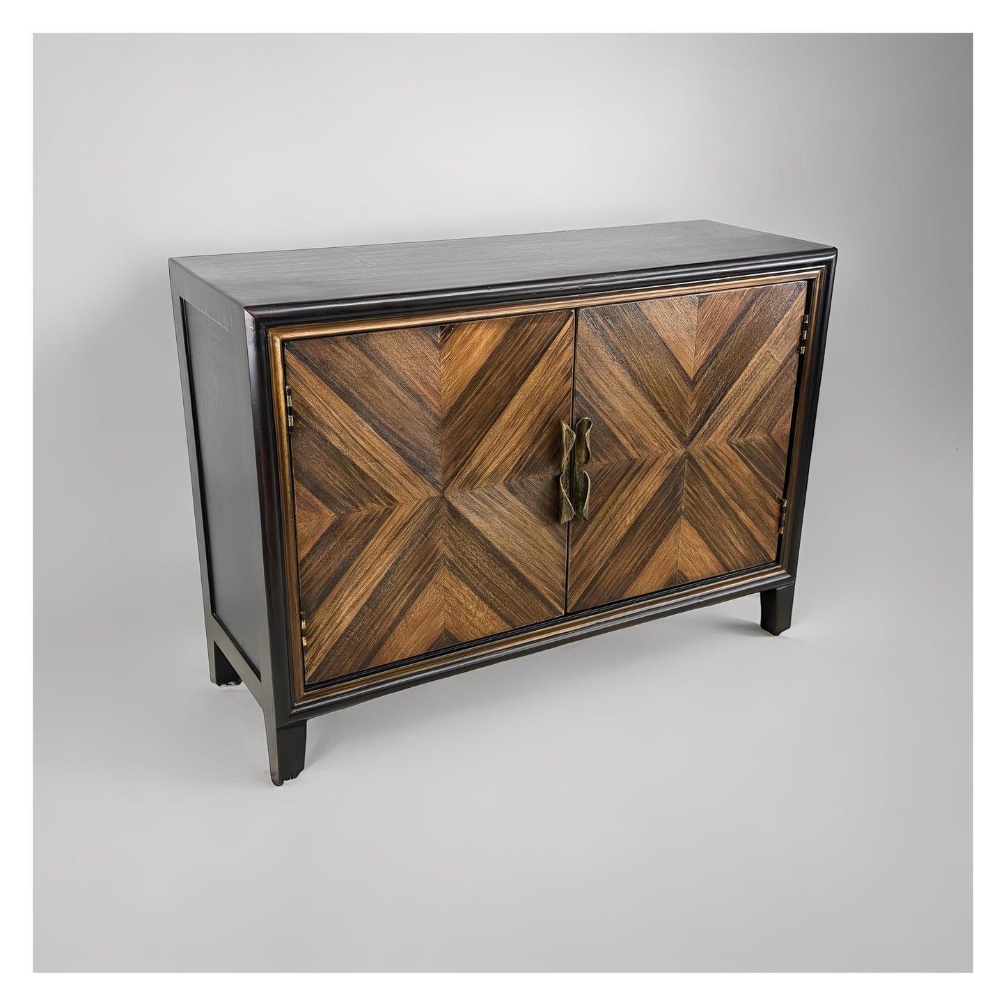 Granville Chest, Dark Espresso, Handcrafted Chevron Wood Veneer Fronts With Brass Hardware