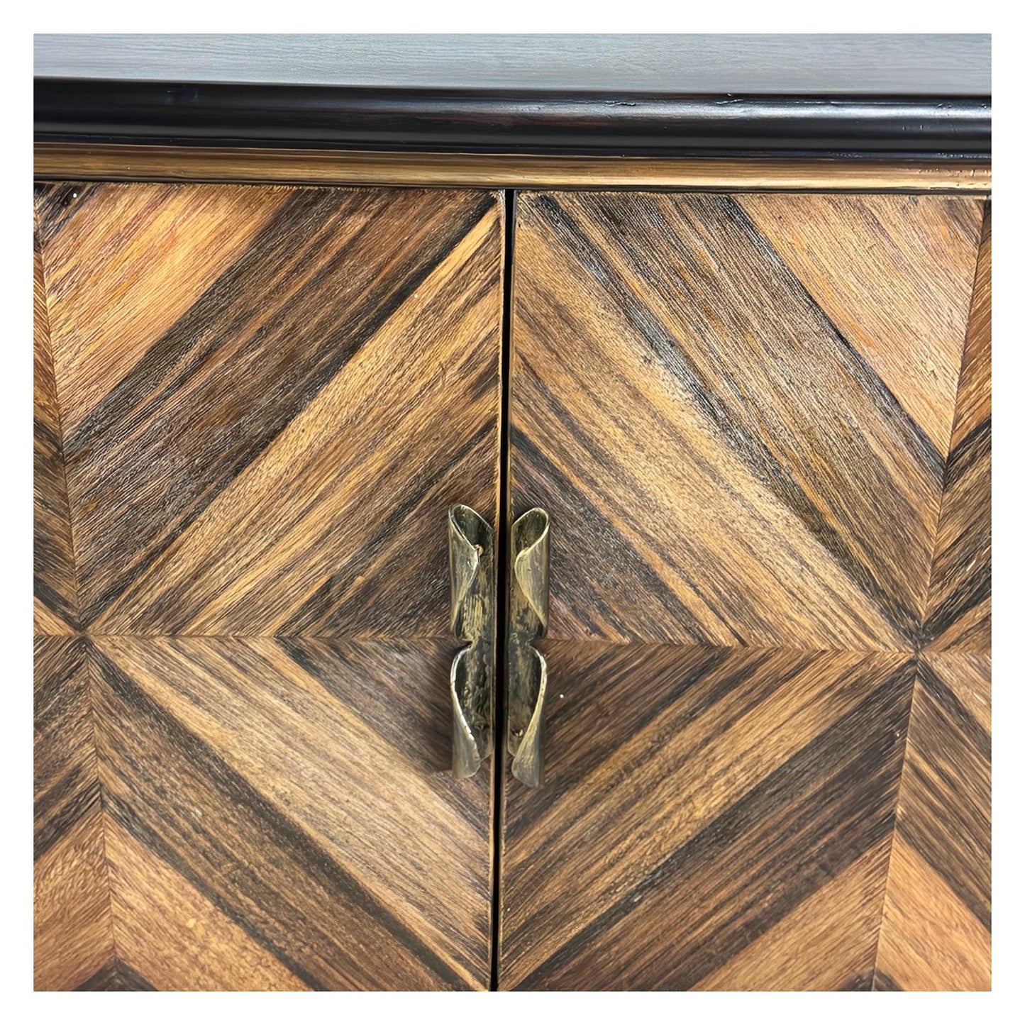Granville Chest, Dark Espresso, Handcrafted Chevron Wood Veneer Fronts With Brass Hardware