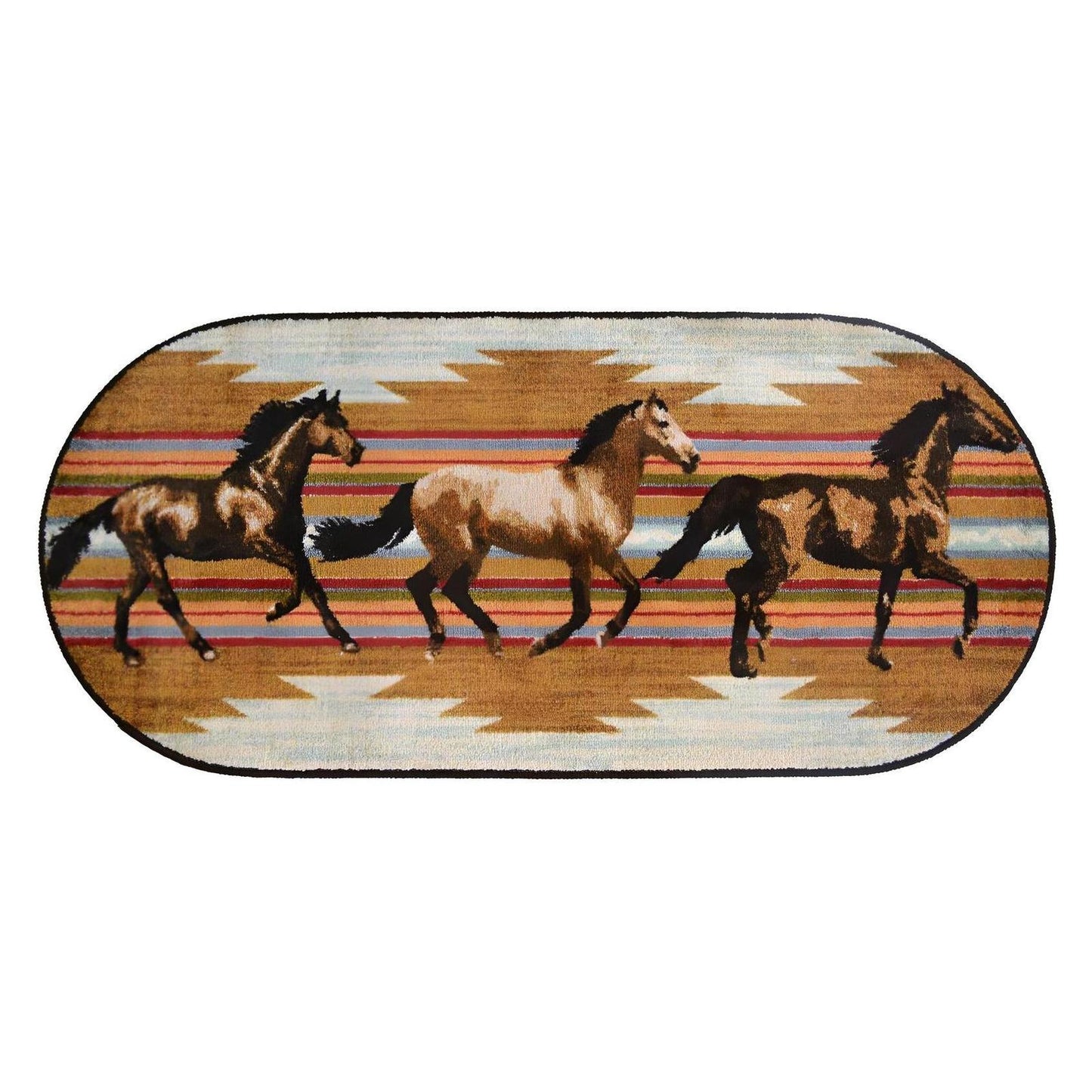 Cozy Cabin - Gallop 20"x44" Oval- Washable; Slip-Resistant Back, Made in the USA, 8mm pile height