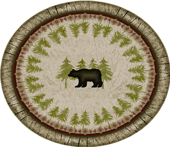 Cozy Cabin - Birch Bear 5'x7'- Washable; Slip-Resistant Back, Made in the USA, 8mm pile height