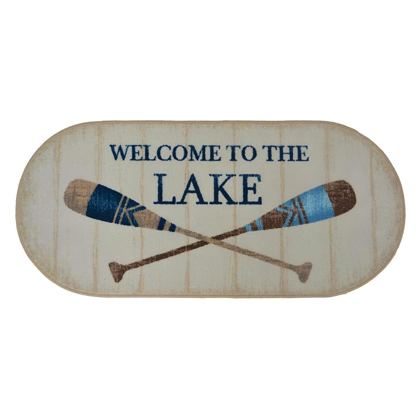 Cozy Cabin Welcome to the Lake 20"x44" Oval Washable, Made in the USA, 8mm pile height