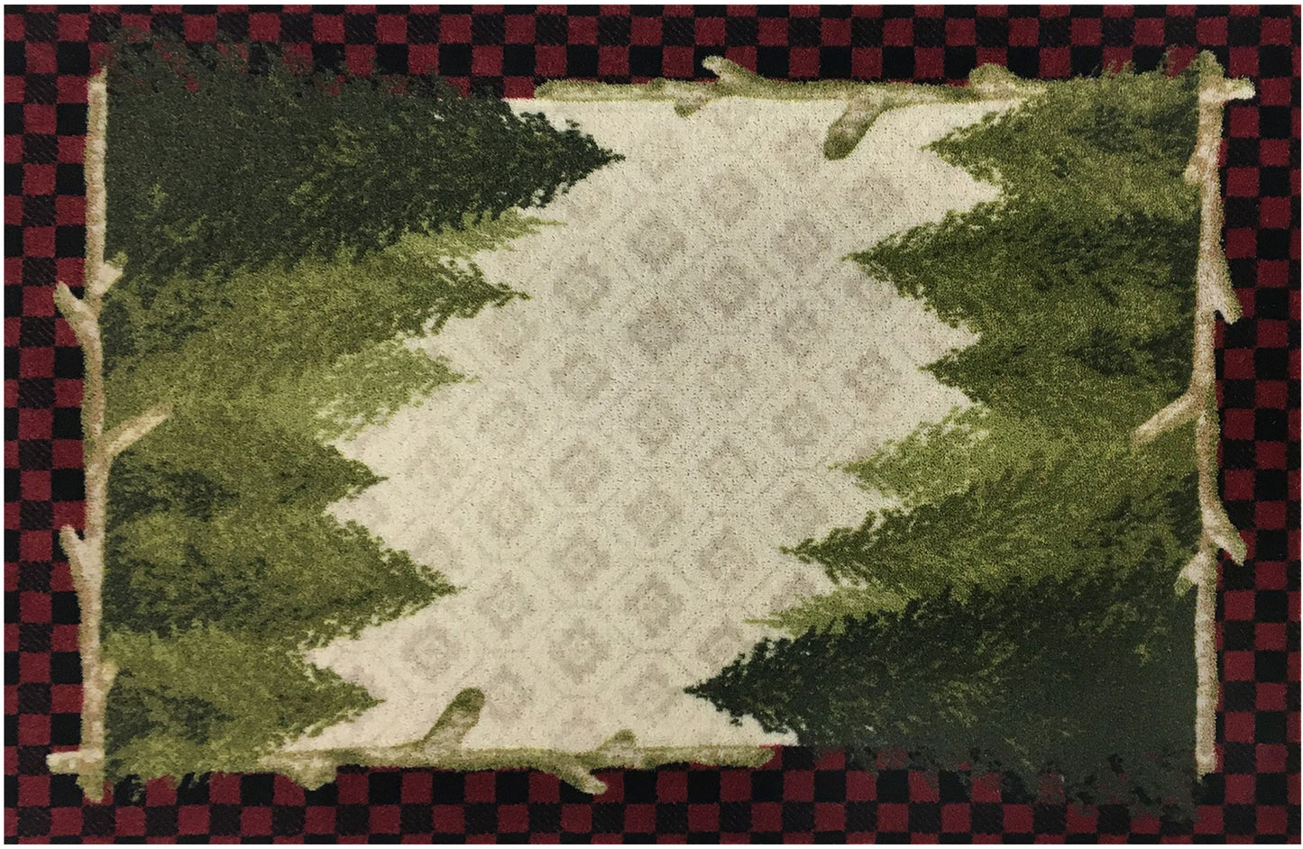 Cozy Cabin Pine Plaid 30"x46" Washable; Slip-Resistant Back, Made in the USA, 8mm pile height
