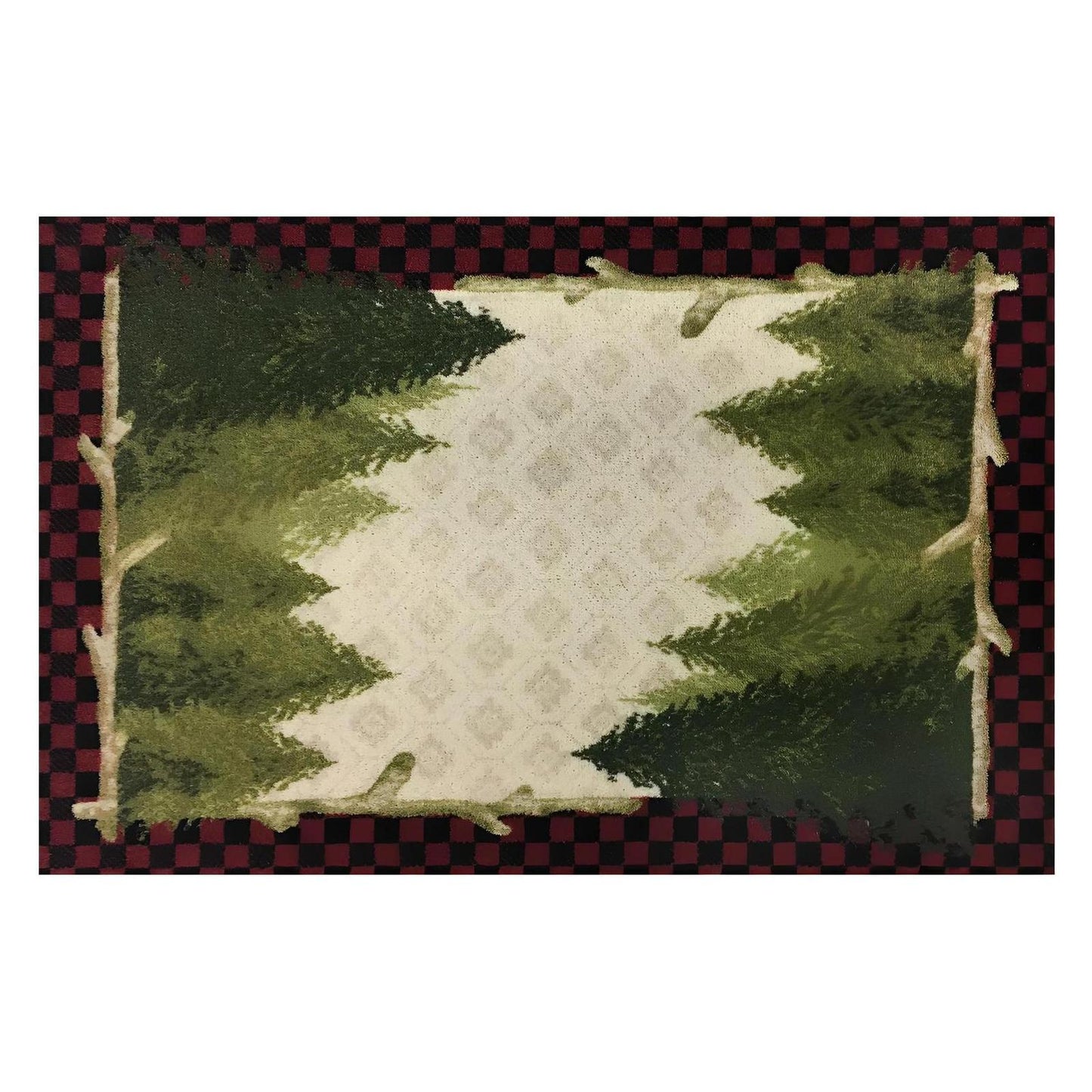 Cozy Cabin Pine Plaid 30"x46" Washable; Slip-Resistant Back, Made in the USA, 8mm pile height