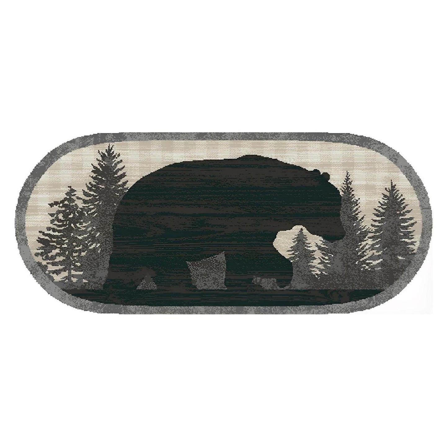 Cozy Cabin Papa Bear 20"x44" Oval Washable; Slip-Resistant Back, Made in the USA, 8mm pile height