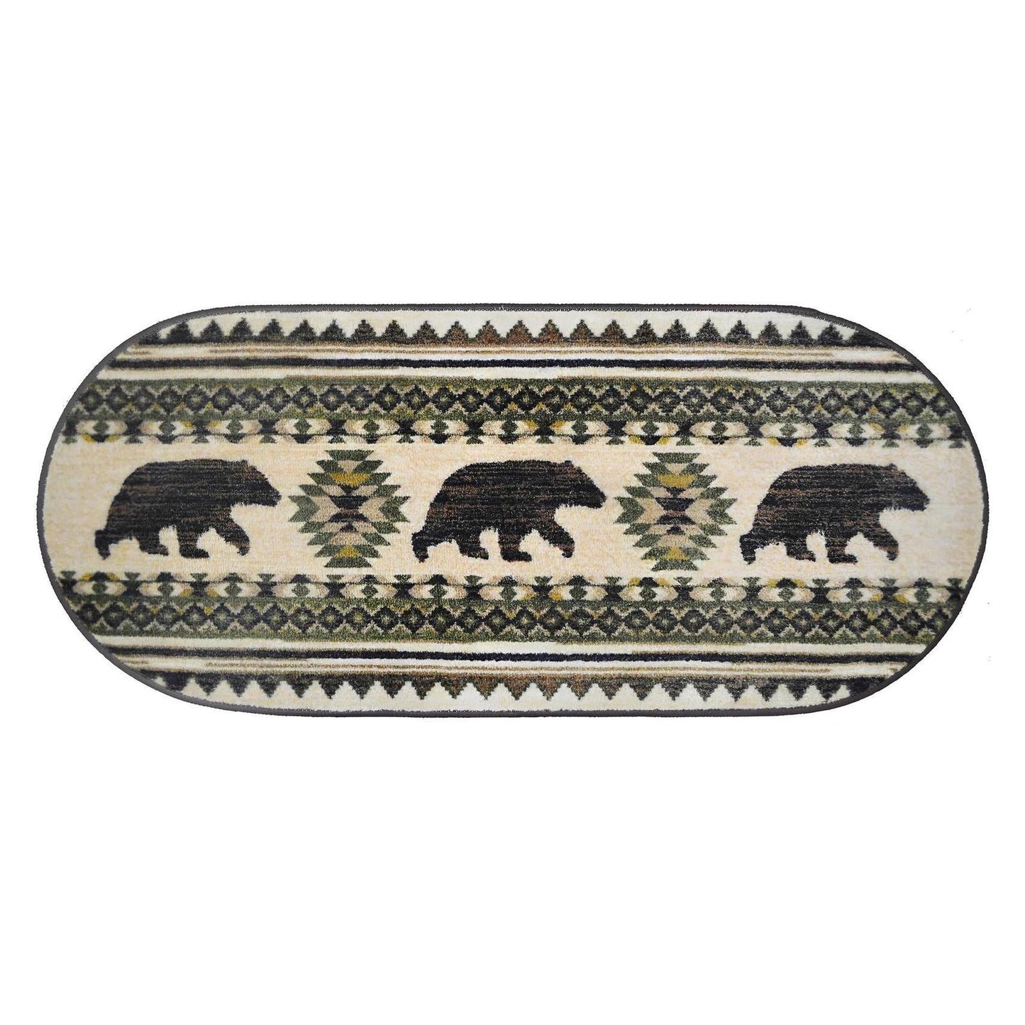 Cozy Cabin - Bear Brothers 20"x44"- Washable; Slip-Resistant Back, Made in the USA, 8mm pile height