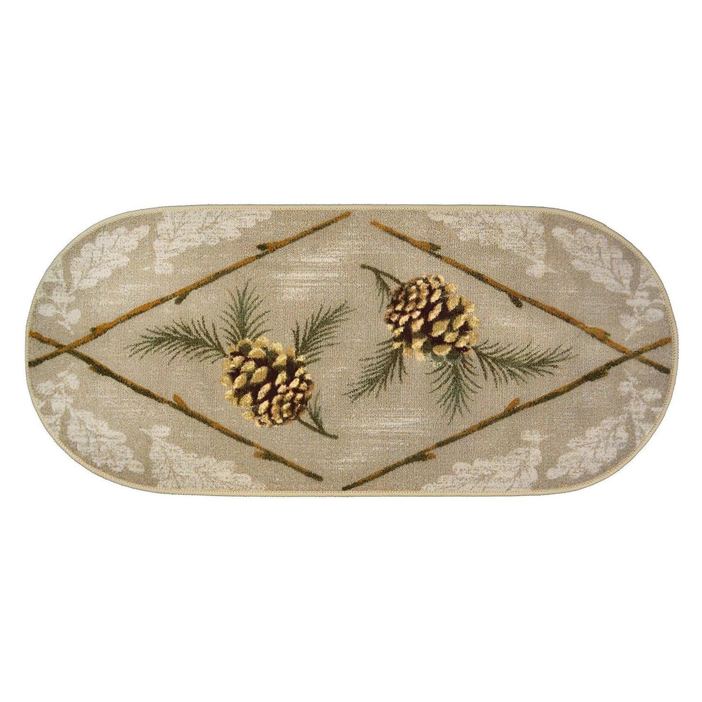 Cozy Cabin Country Charm Gray 20"X44" Oval Washable, Made in the USA, 8mm pile height