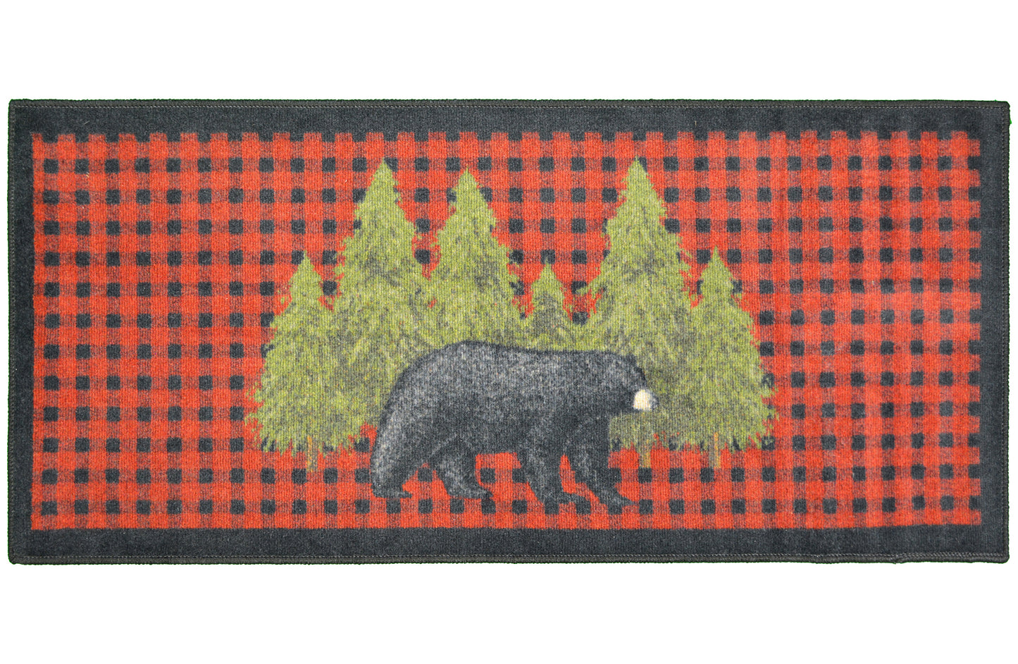 Cozy Cabin - Pine Bear Red 20"x44"- Washable, Made in the USA, 8mm pile height