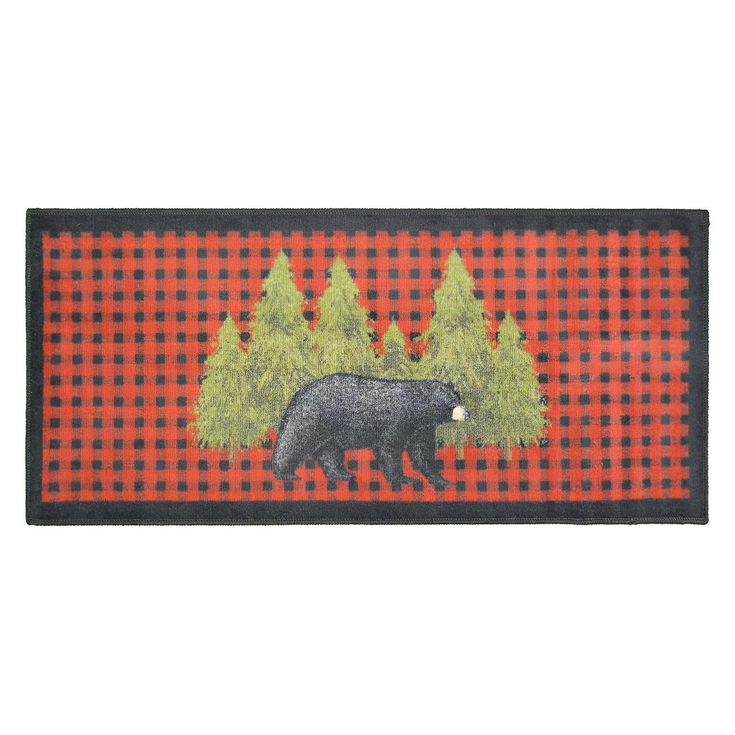 Cozy Cabin - Pine Bear Red 20"x44"- Washable, Made in the USA, 8mm pile height