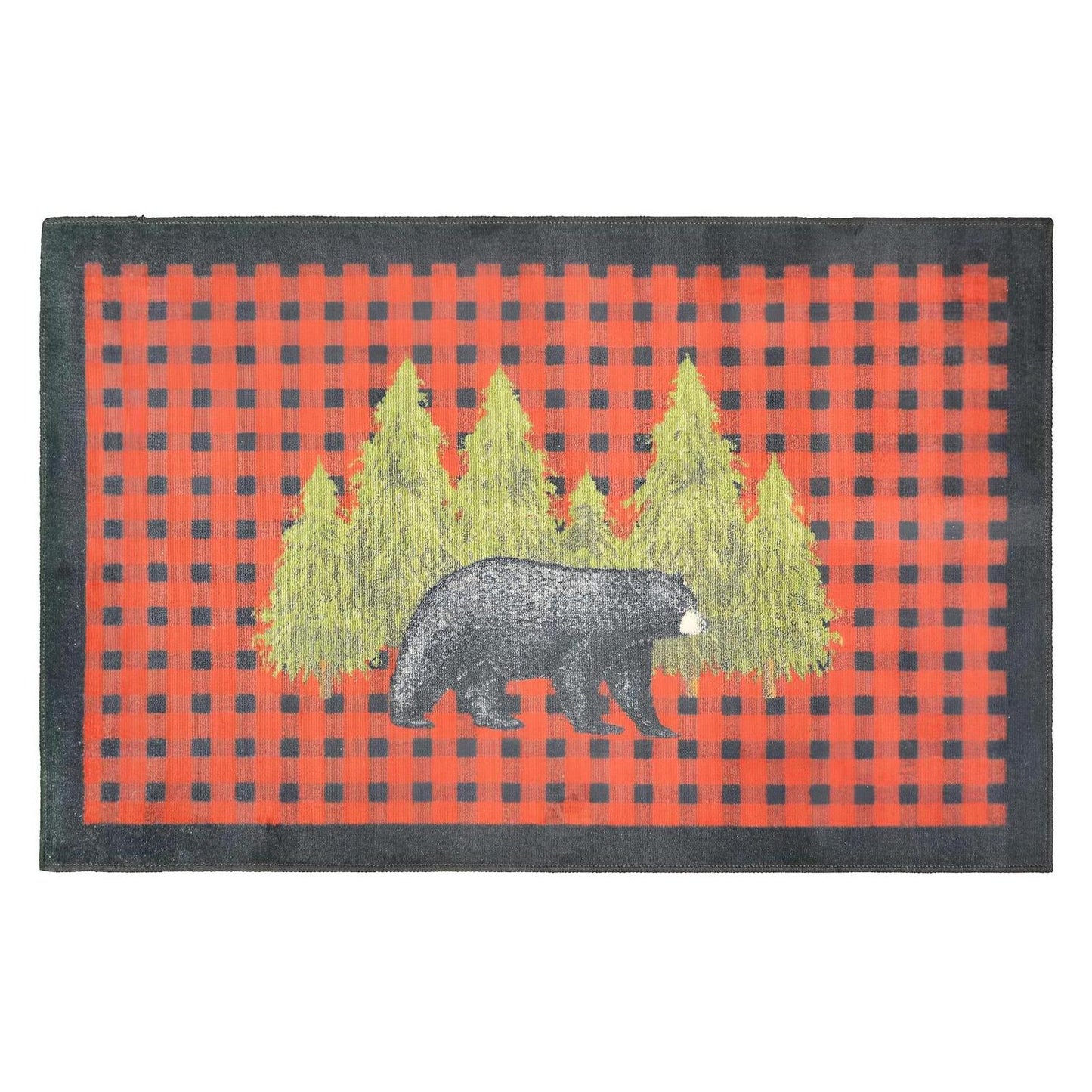 Cozy Cabin - Pine Bear Red 30"x46"- Washable, Made in the USA, 8mm pile height
