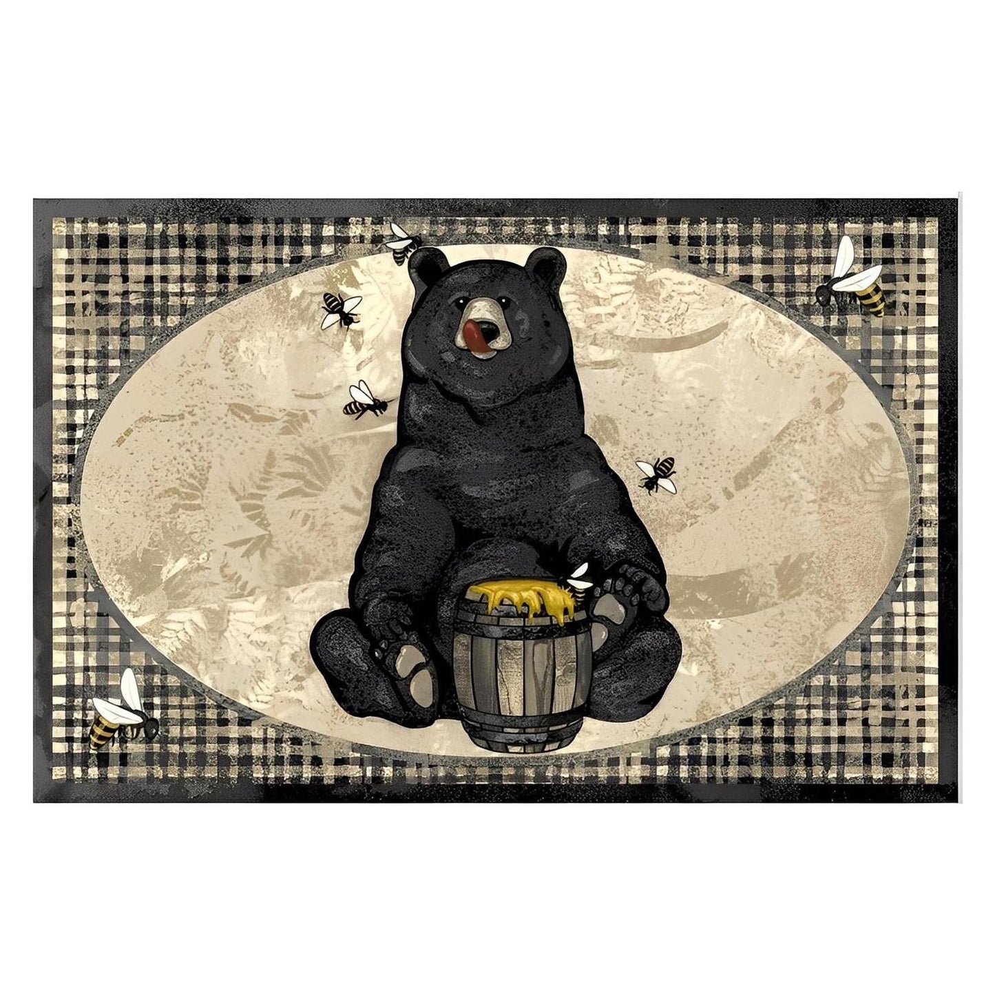 Cozy Cabin - Honey Bear Black 30"x46"- Washable, Made in the USA, 8mm pile height