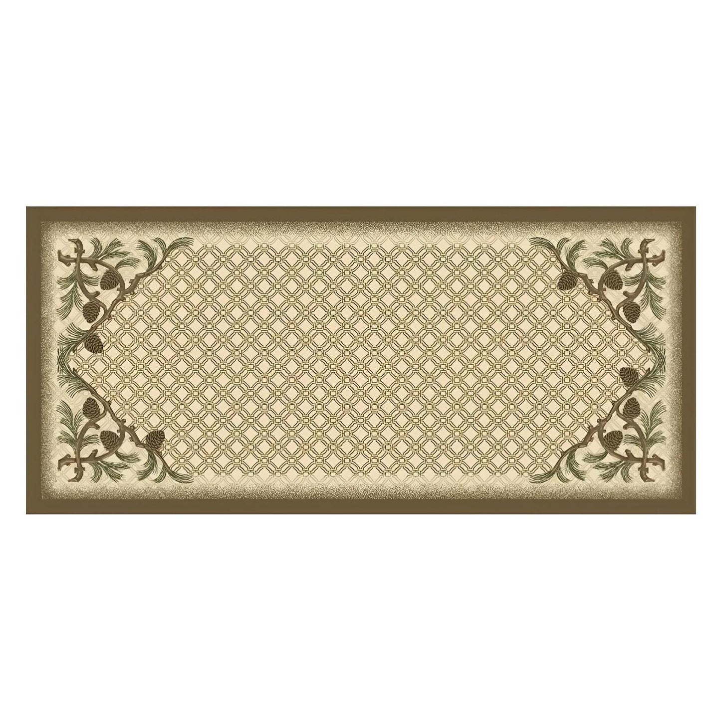 Cozy Cabin Pinecone Corner 20X44 Washable; Slip-Resistant Back, Made in the USA, 8mm pile height