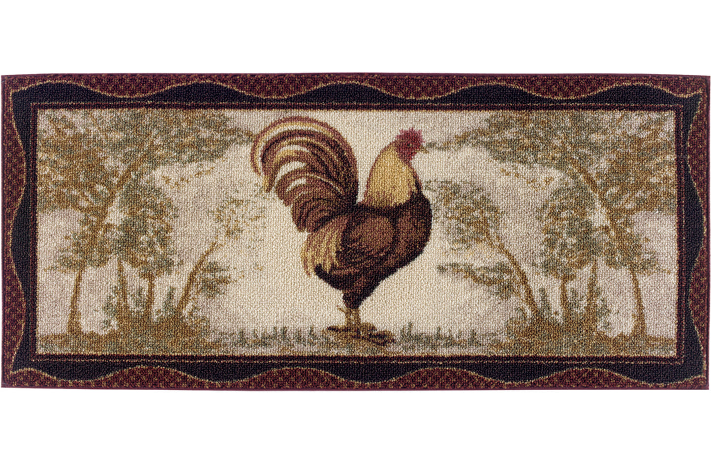 Cozy Cabin - Tall Rooster 20"x44"- Washable; Slip-Resistant Back, Made in the USA, 8mm pile height