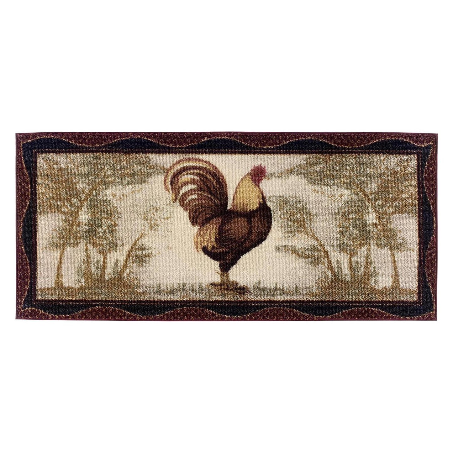 Cozy Cabin - Tall Rooster 20"x44"- Washable; Slip-Resistant Back, Made in the USA, 8mm pile height
