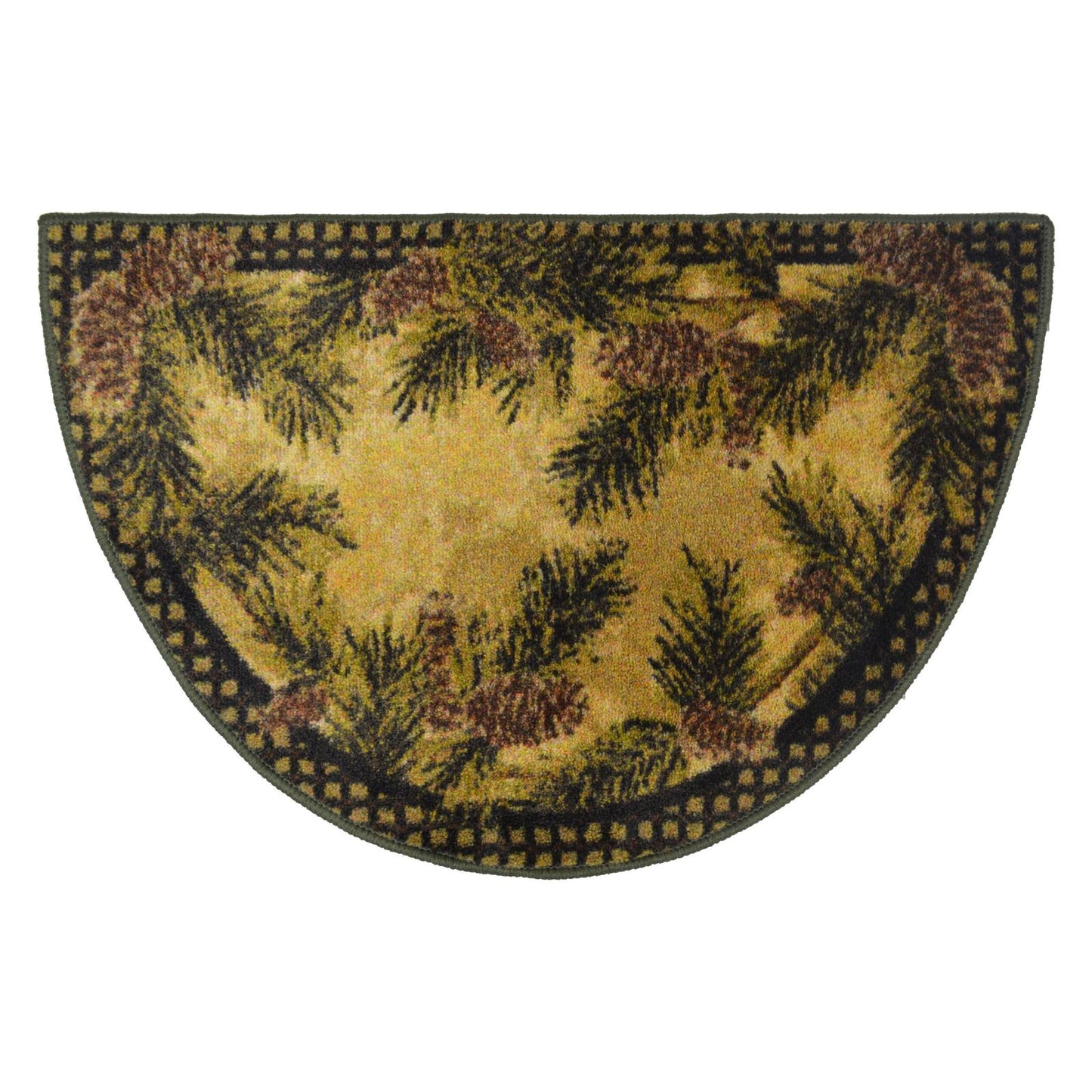 Cozy Cabin Pine Cone Gingham 20"x44"- Washable, Made in the USA, 8mm pile height