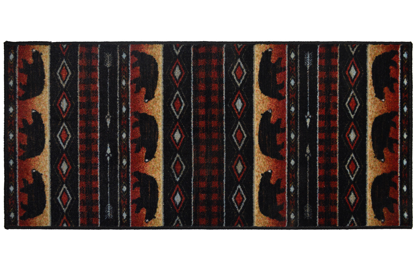 Cozy Cabin Bear Spear 24"x60"- Washable; Slip-Resistant Back, Made in the USA, 8mm pile height