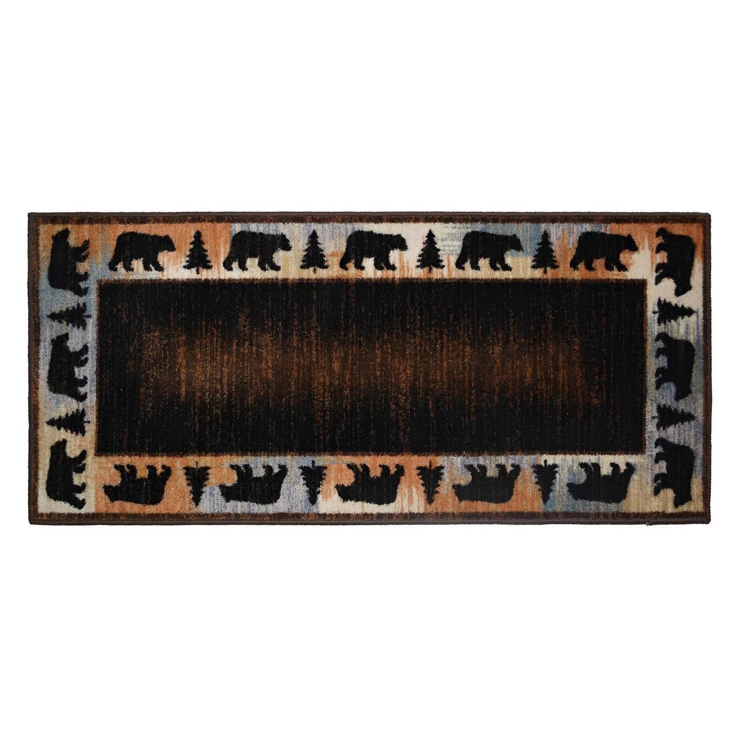 Cozy Cabin Wandering Bear 24"x60"- Washable, Made in the USA, 8mm pile height