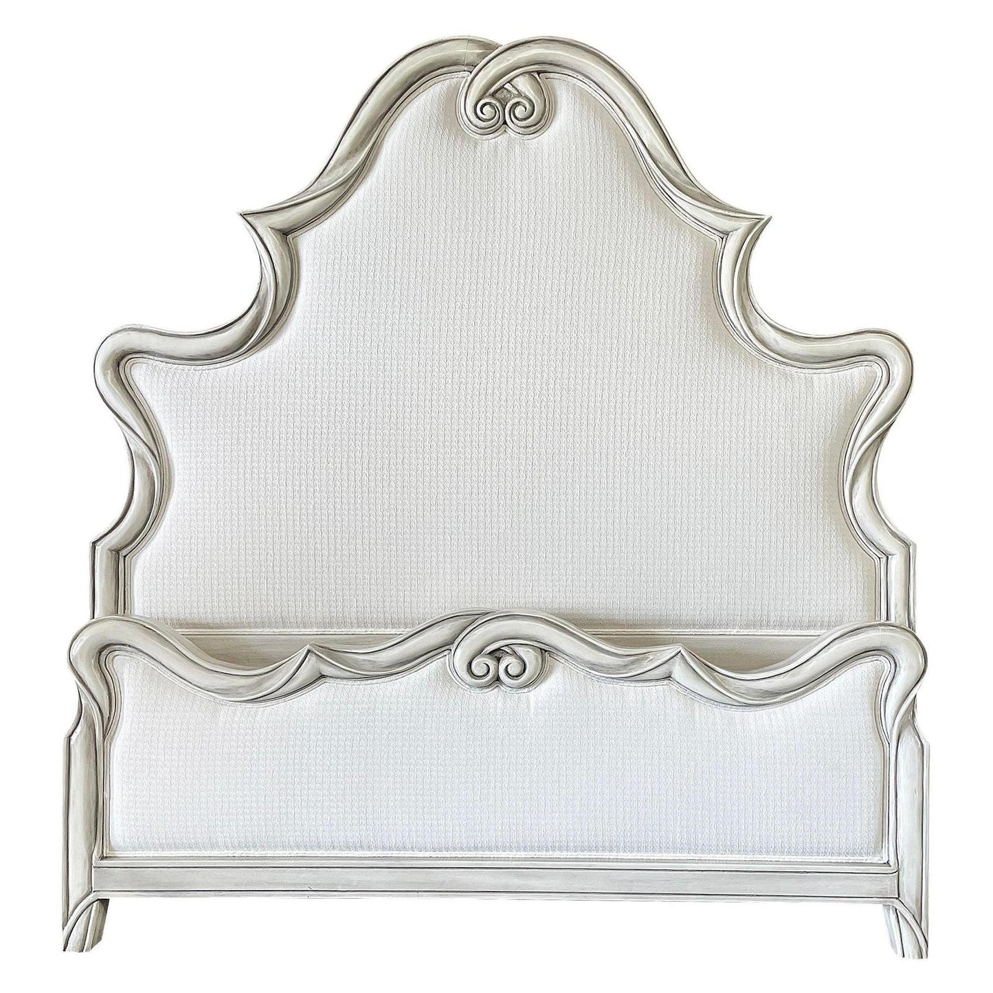 GRACE BED 88" Tall | Luxury French European Style | Upholstered Fabric | White Wood Frame | Bed Only | Includes Delivery and Assembly