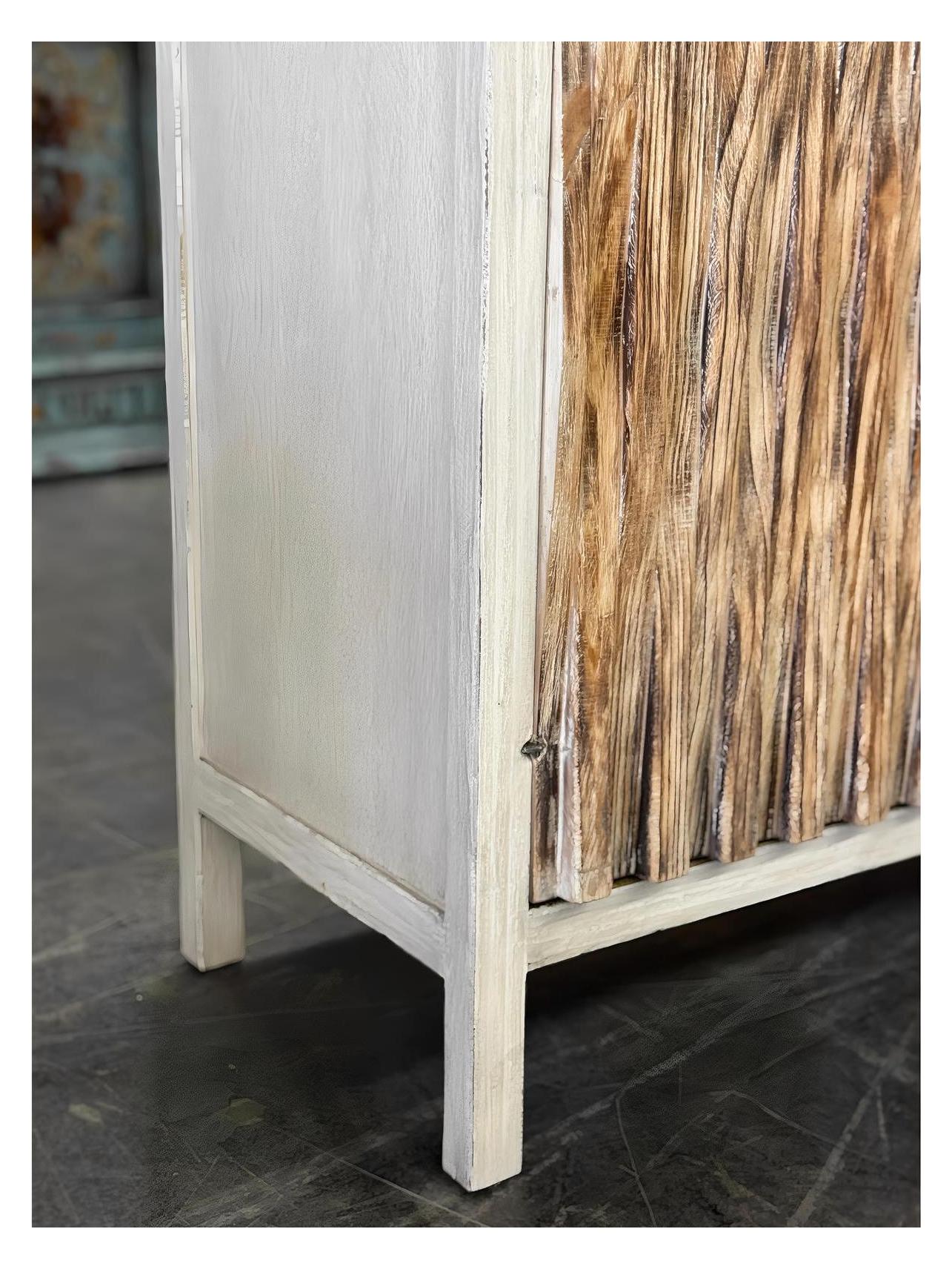 Jargeau Chest, Distressed White, Two Shelves Inside, Rustic Weathered Finish, Farmhouse Console