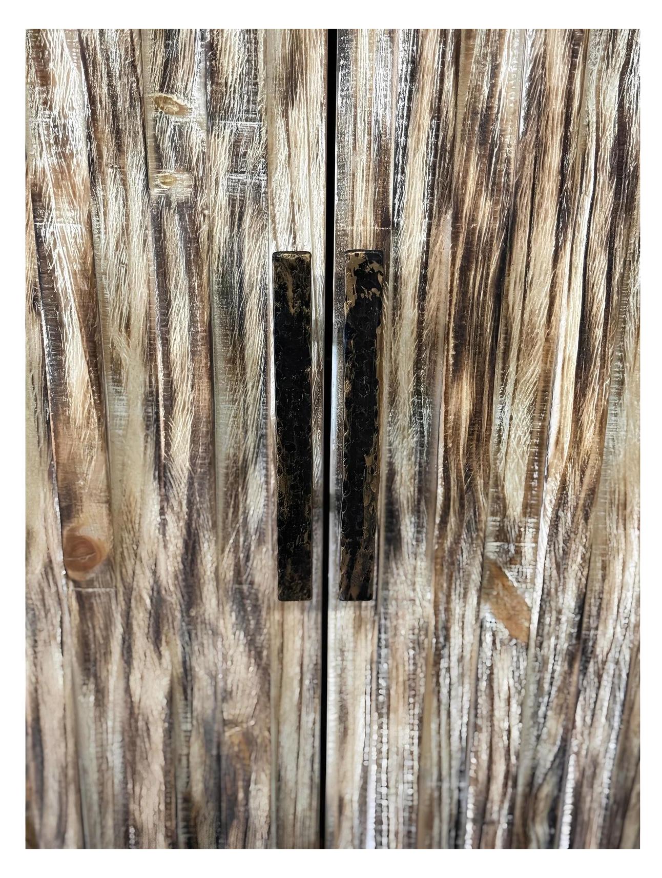 Jargeau Chest, Distressed White, Two Shelves Inside, Rustic Weathered Finish, Farmhouse Console