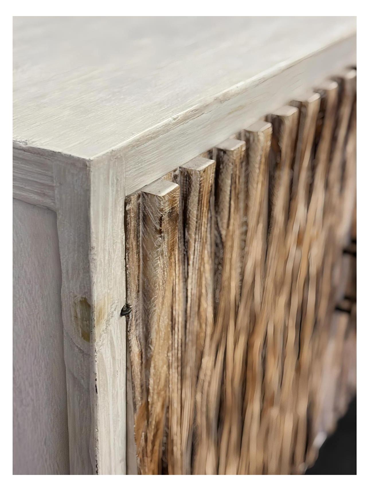 Jargeau Chest, Distressed White, Two Shelves Inside, Rustic Weathered Finish, Farmhouse Console