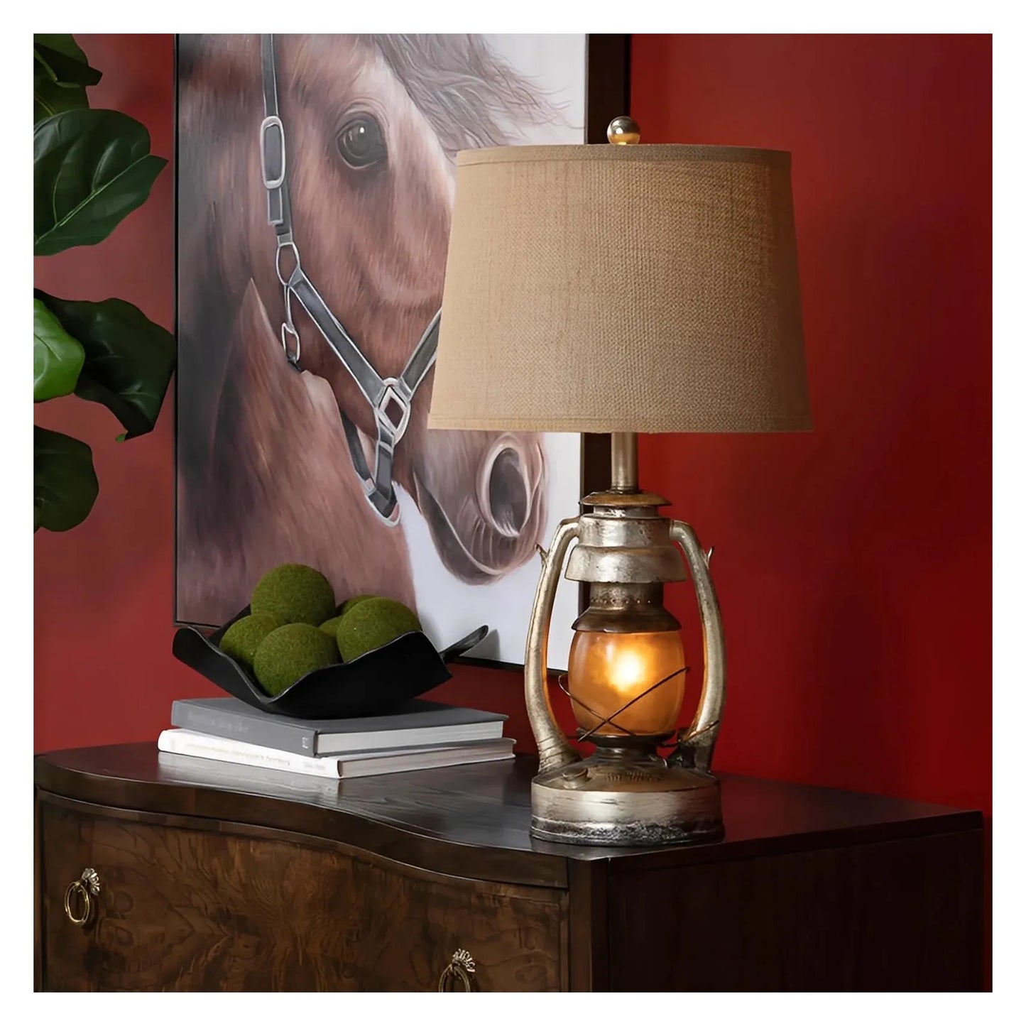 Vega Lantern of Lakehurst Table Lamps (2-Pack), Bronze, Rustic