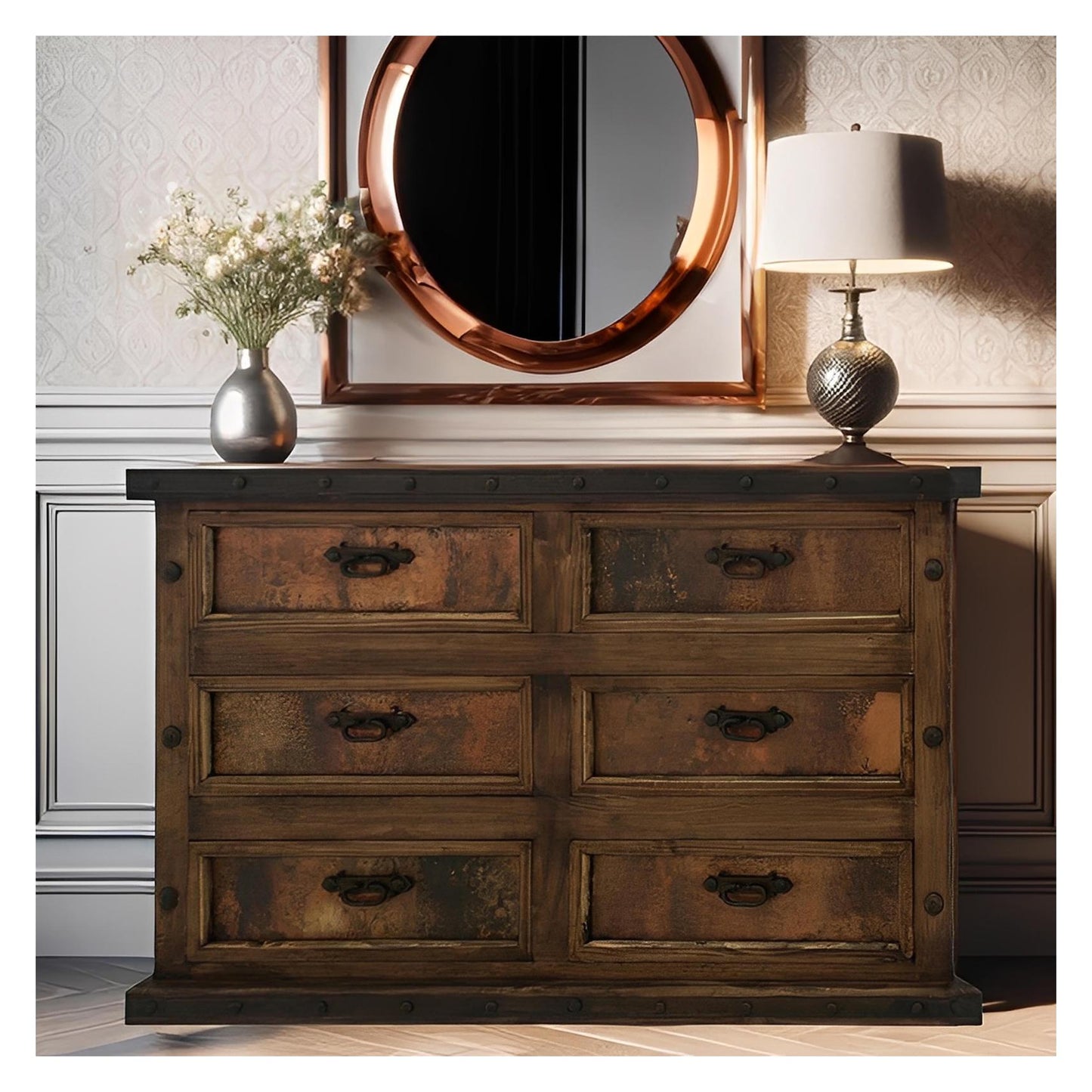 Pine Canyon Dresser With Copper Drawers