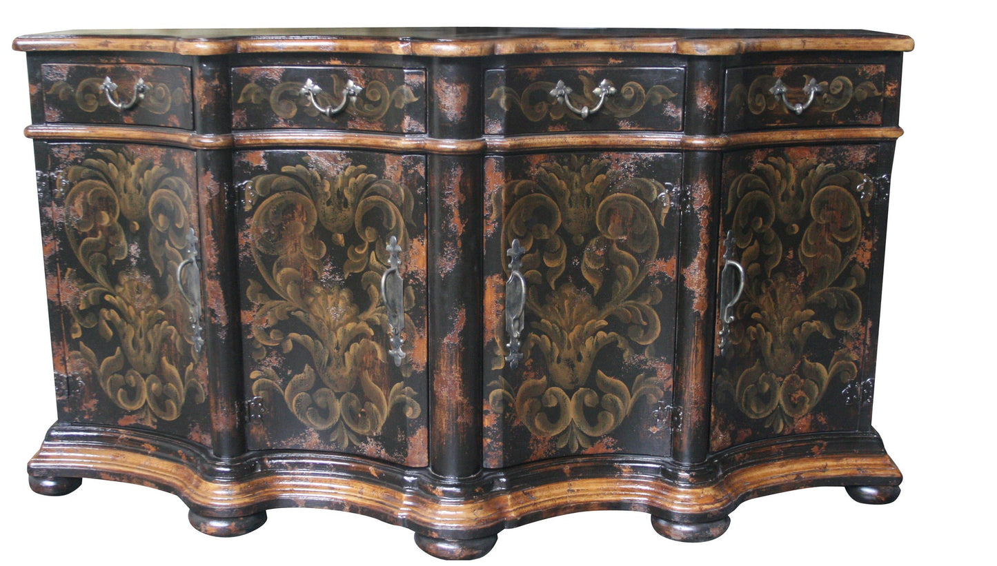 Saint-Brisson-sur-Loire Onyx Black and Gold Dining Buffet Table Handcrafted