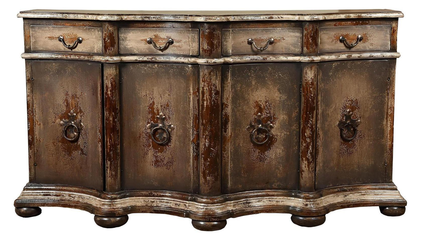 Florence Weathered Walnut Dining Buffet Table - Rustic Handcrafted 25x73x39